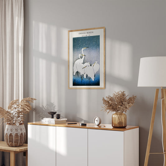 Interior Design Concept: Egrets in the Snow (Ohara Koson)