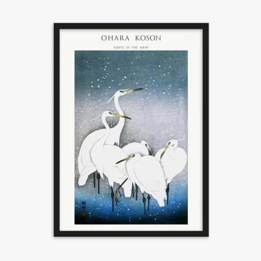 Ohara Koson - Egrets in the Snow - Decoration 50x70 cm Poster With Black Frame