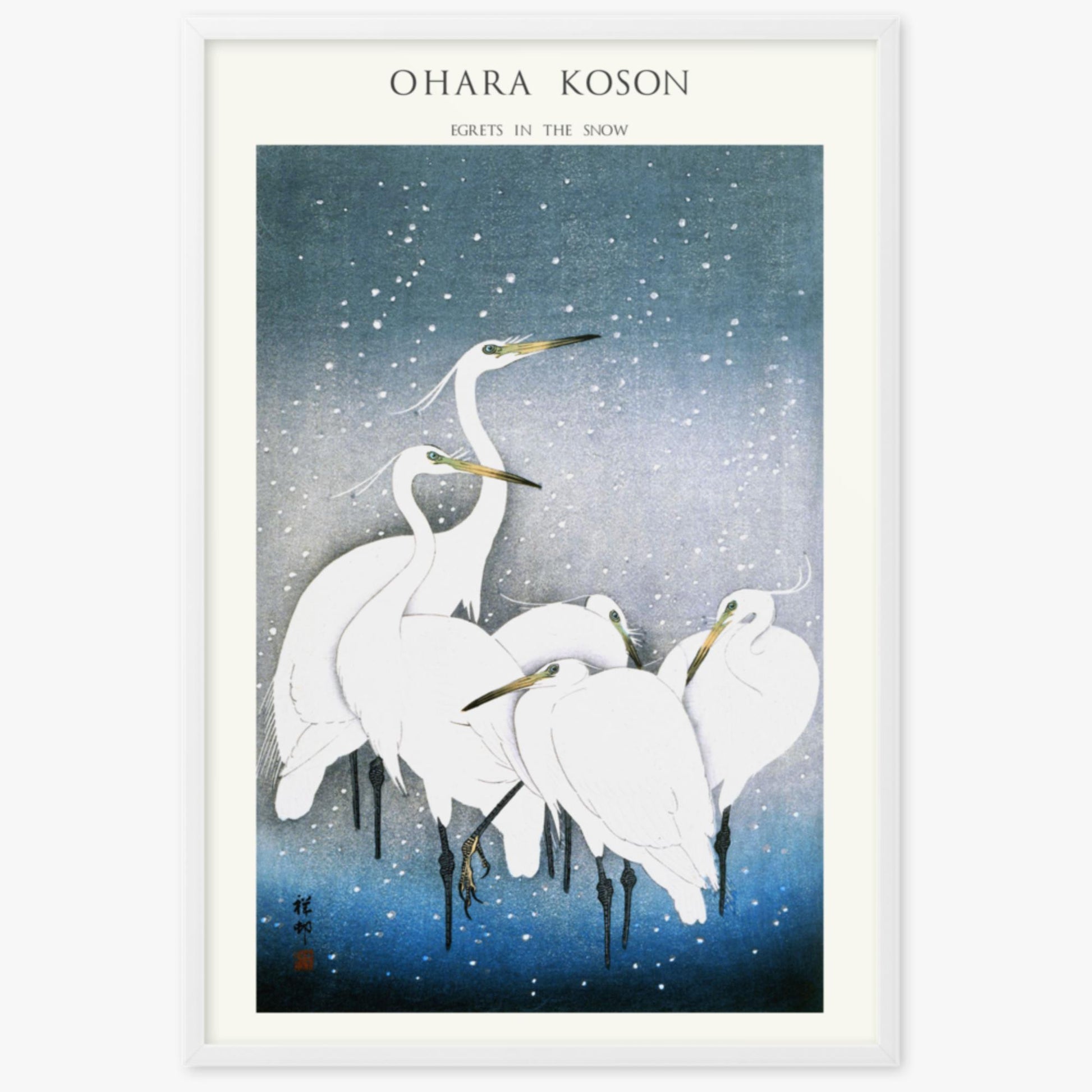 Ohara Koson - Egrets in the Snow - Decoration 61x91 cm Poster With White Frame