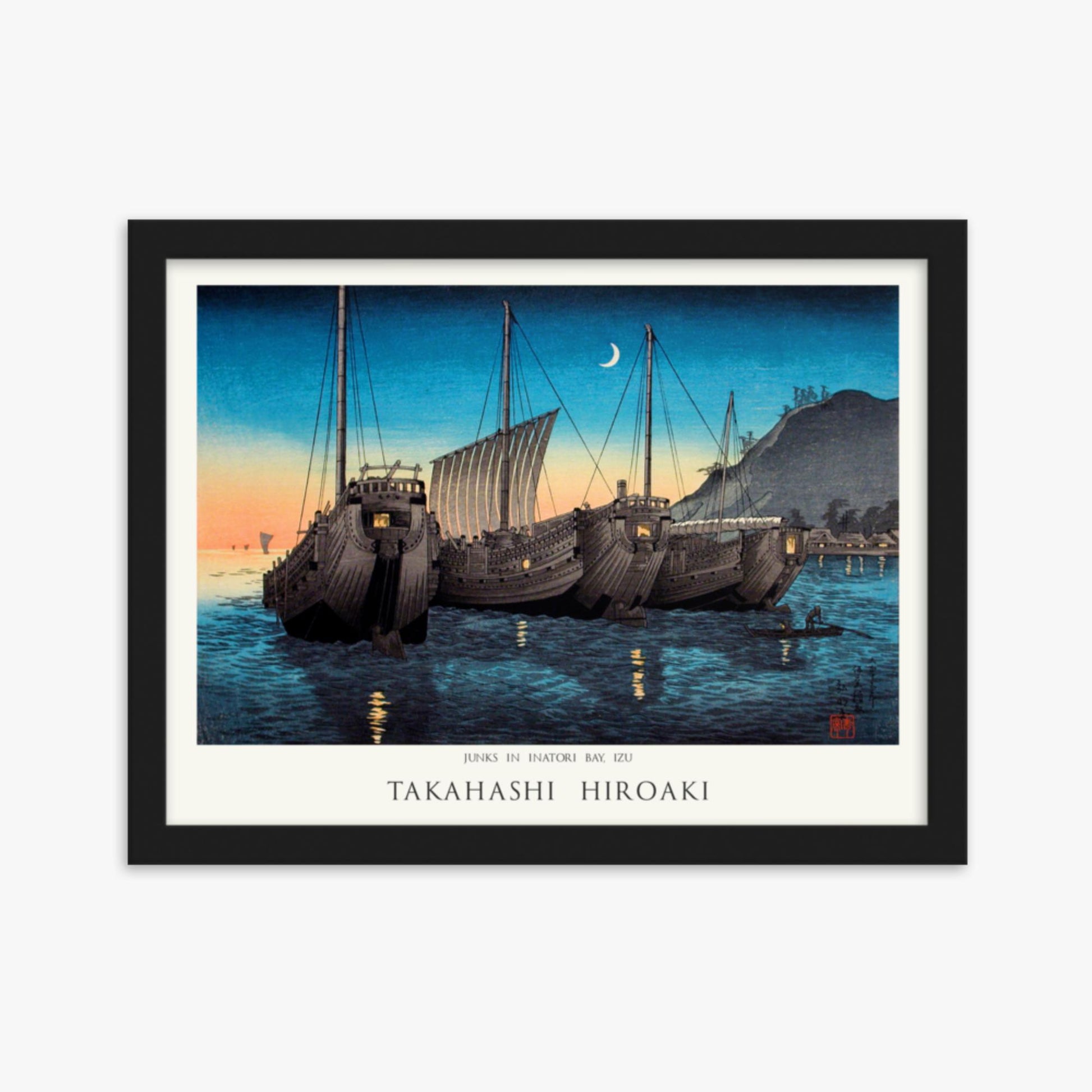 Hiroaki Takahashi - Junks in Inatori Bay, Izu - Decoration 30x40 cm Poster With Black Frame