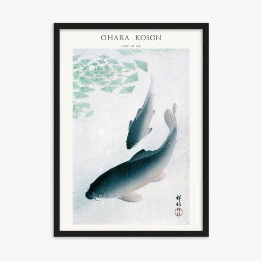 Ohara Koson - Carp or Koi - Decoration 50x70 cm Poster With Black Frame