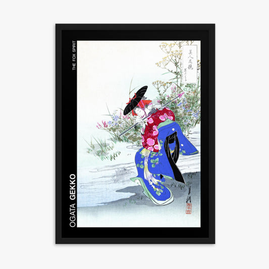 Ogata Gekko - The Fox Spirit - Decoration 50x70 cm Poster With Black Frame