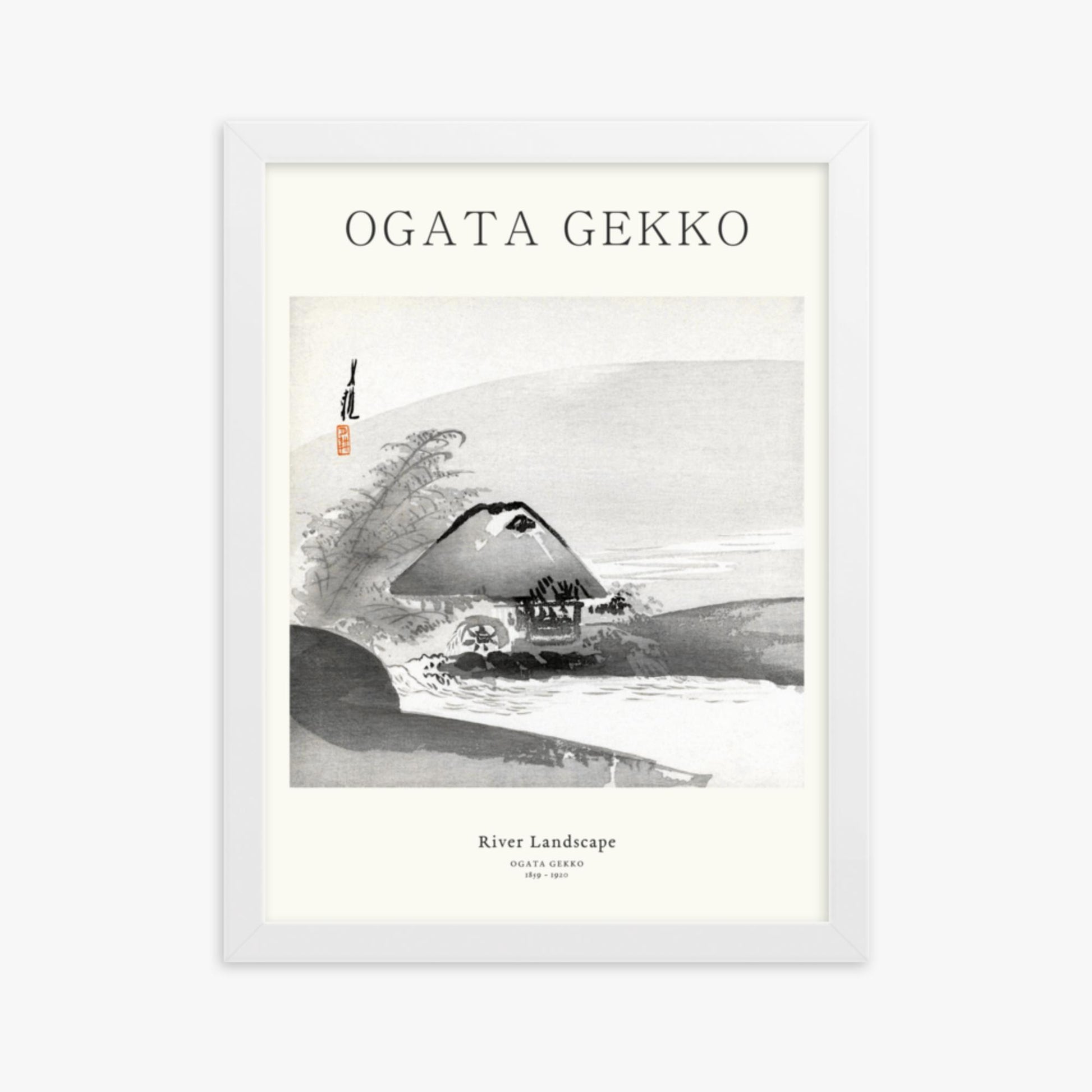 Ogata Gekko - River Landscape - Decoration 30x40 cm Poster With White Frame