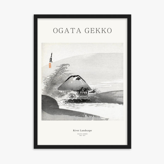 Ogata Gekko - River Landscape - Decoration 50x70 cm Poster With Black Frame