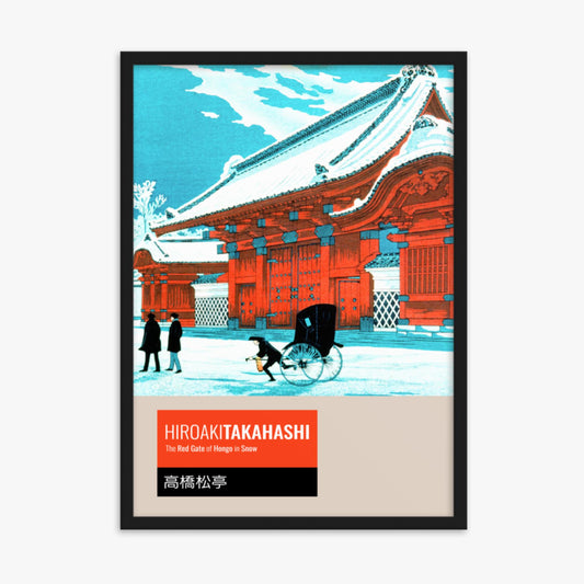 Takahashi Hiroaki (Shōtei) - The Red Gate of Hongo in Snow - Decoration 50x70 cm Poster With Black Frame