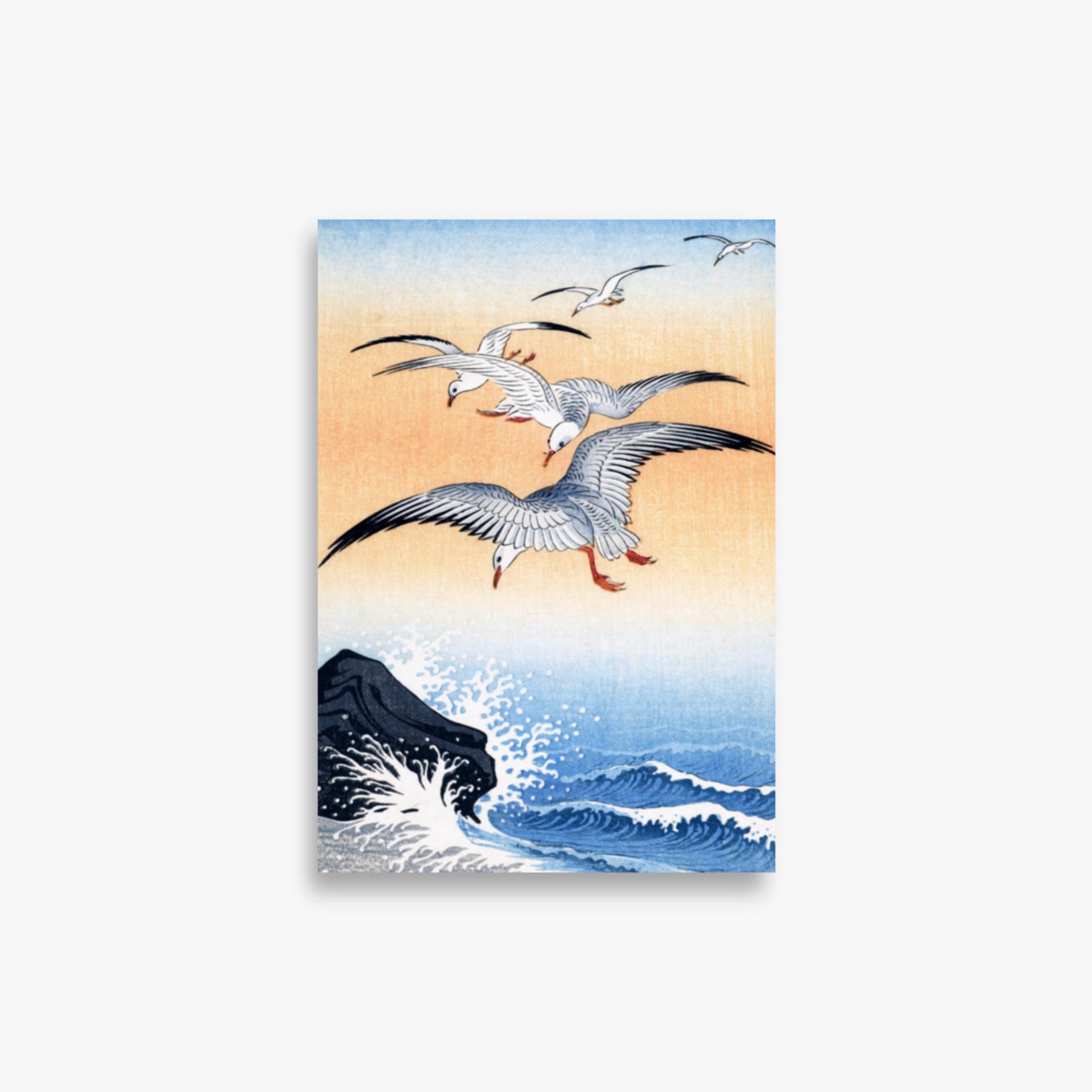 Ohara Koson - Five Seagulls Above Turbulent Sea 21x30 cm Poster