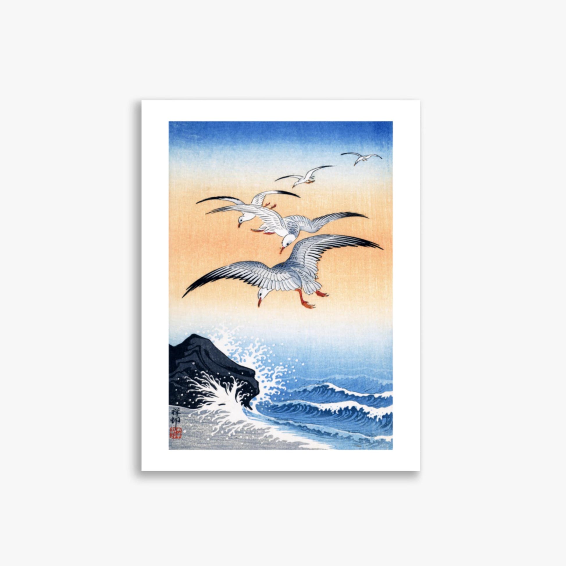 Ohara Koson - Five Seagulls Above Turbulent Sea 30x40 cm Poster