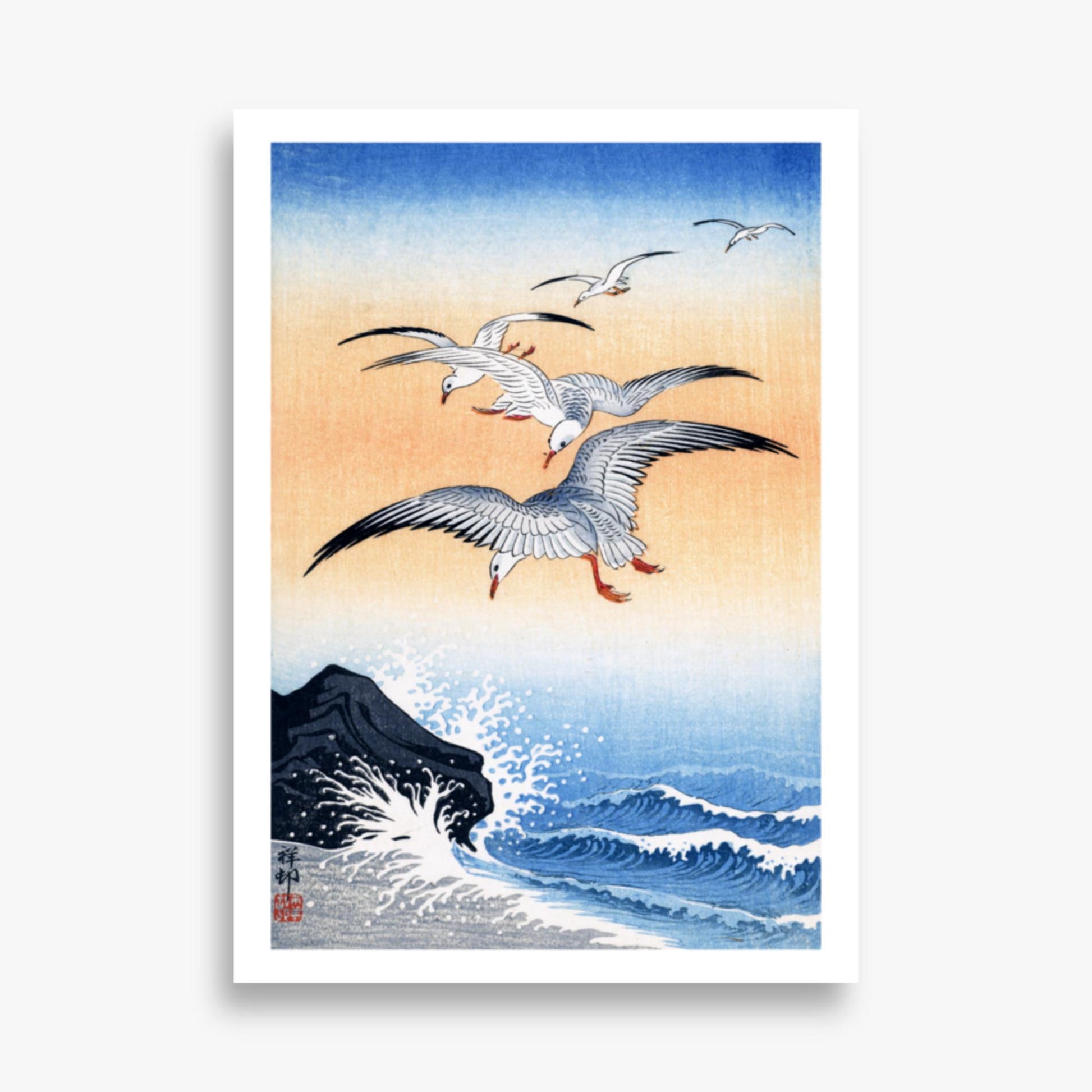 Ohara Koson - Five Seagulls Above Turbulent Sea 50x70 cm Poster