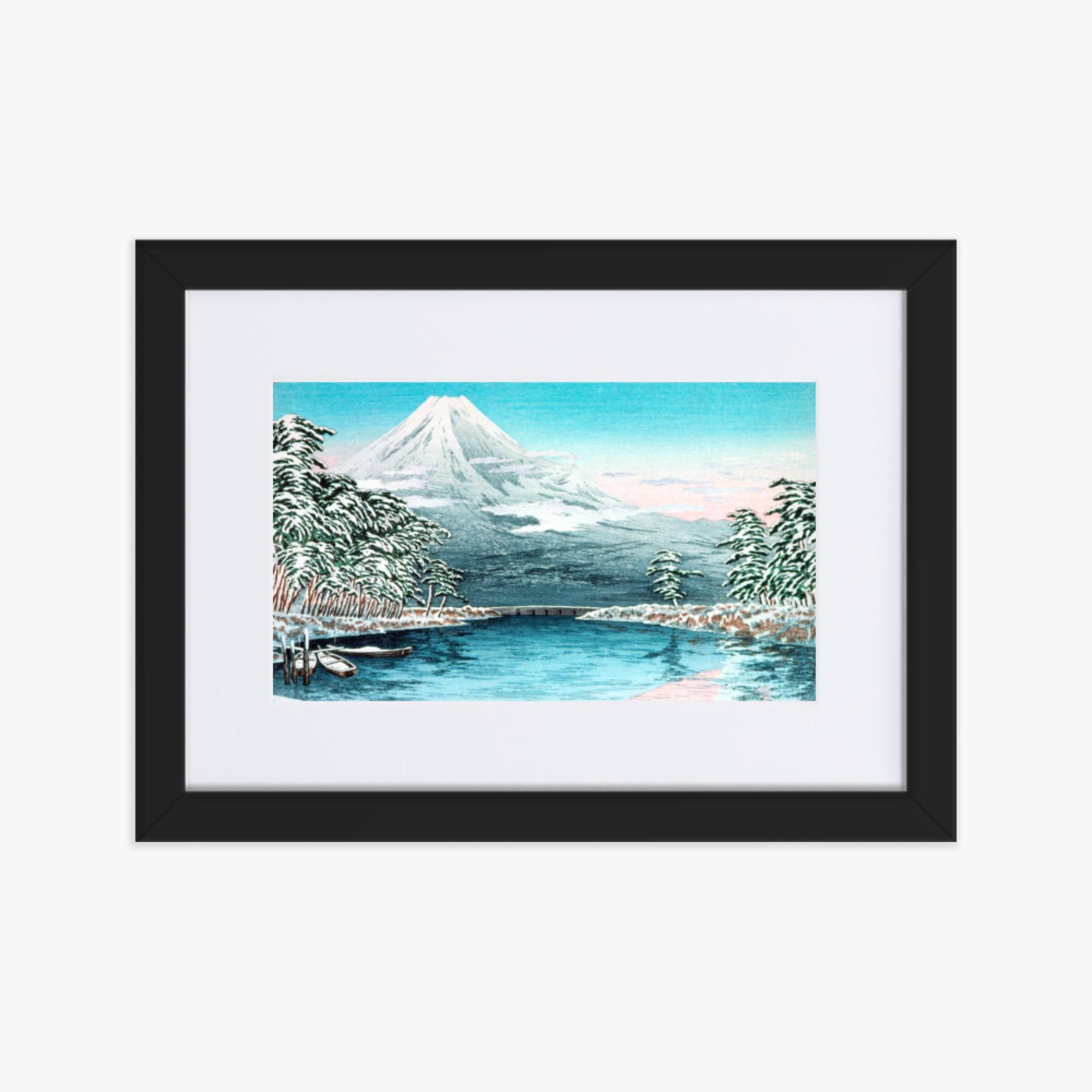 Takahashi Hiroaki (Shōtei) - Mt. Fuji from Tagonoura, Snow Scene 21x30 cm Poster With Black Frame