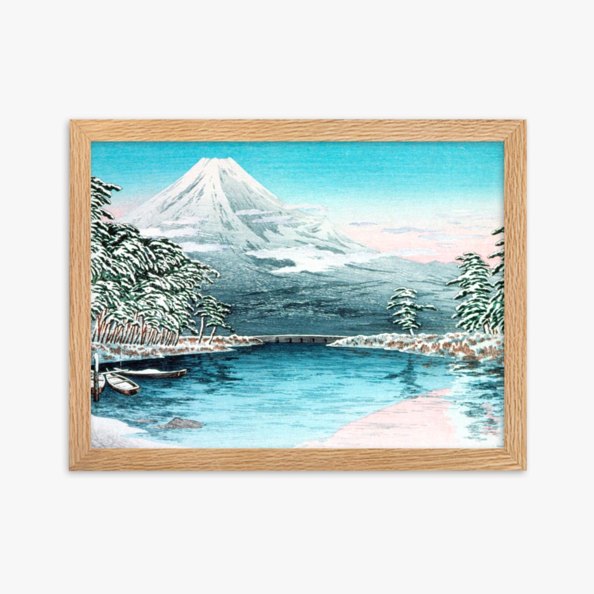 Takahashi Hiroaki (Shōtei) - Mt. Fuji from Tagonoura, Snow Scene 30x40 cm Poster With Oak Frame