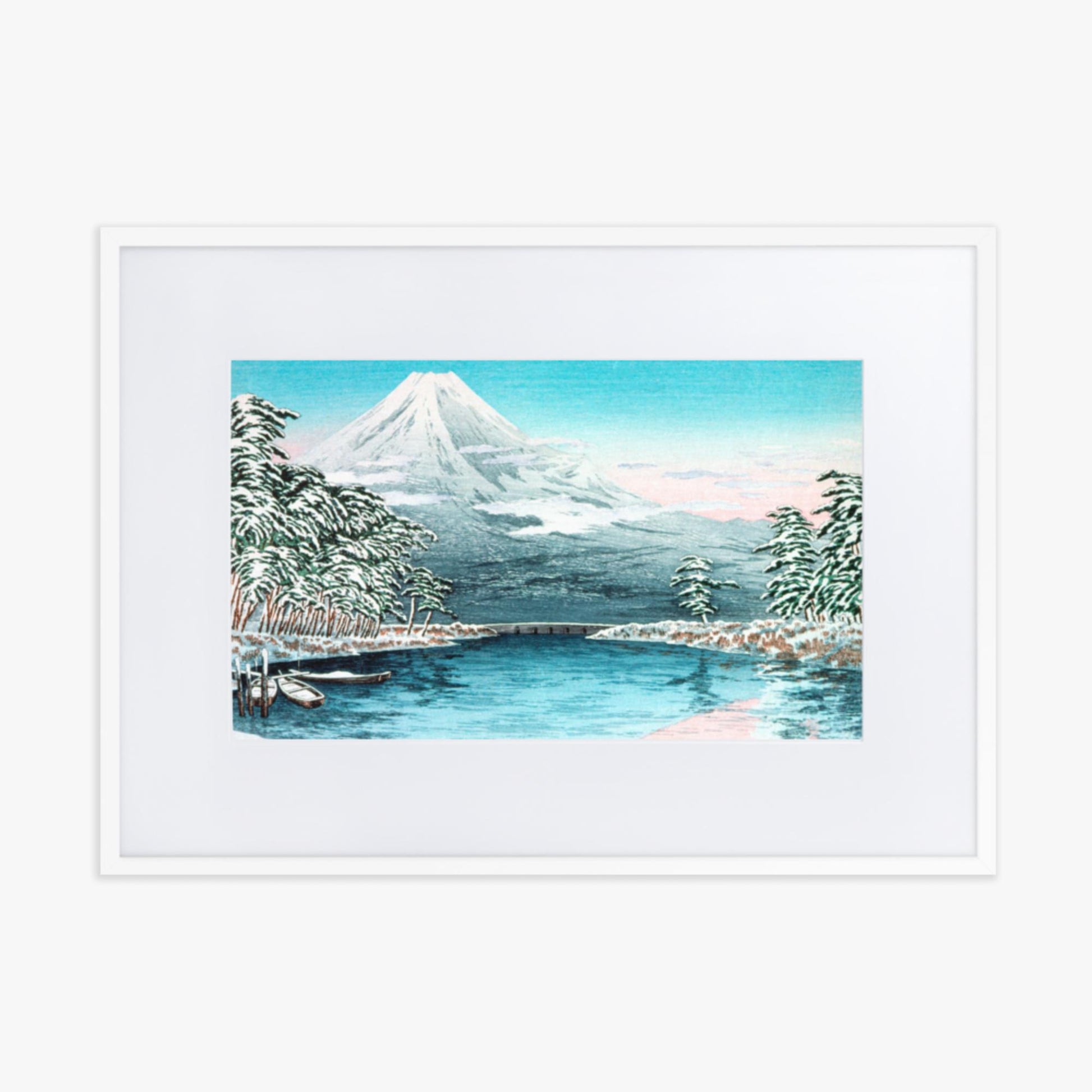 Takahashi Hiroaki (Shōtei) - Mt. Fuji from Tagonoura, Snow Scene 50x70 cm Poster With White Frame