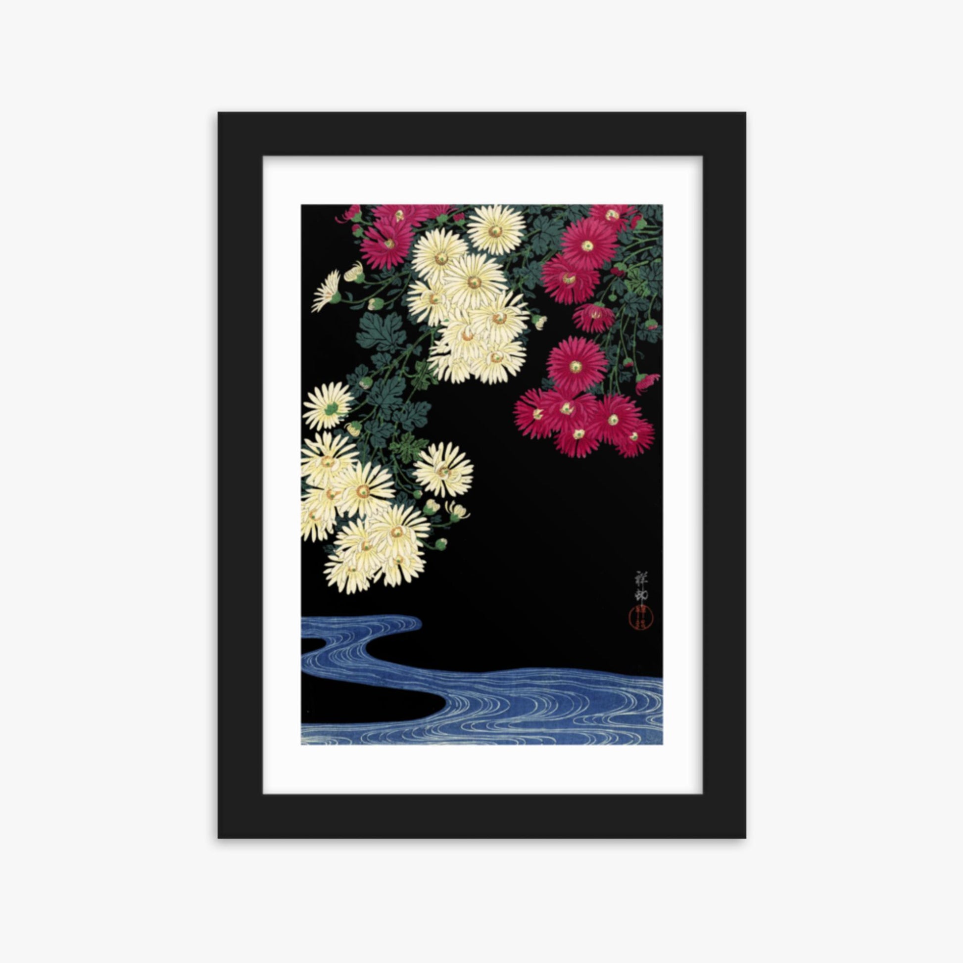 Ohara Koson - Chrysanthemums 21x30 cm Poster With Black Frame