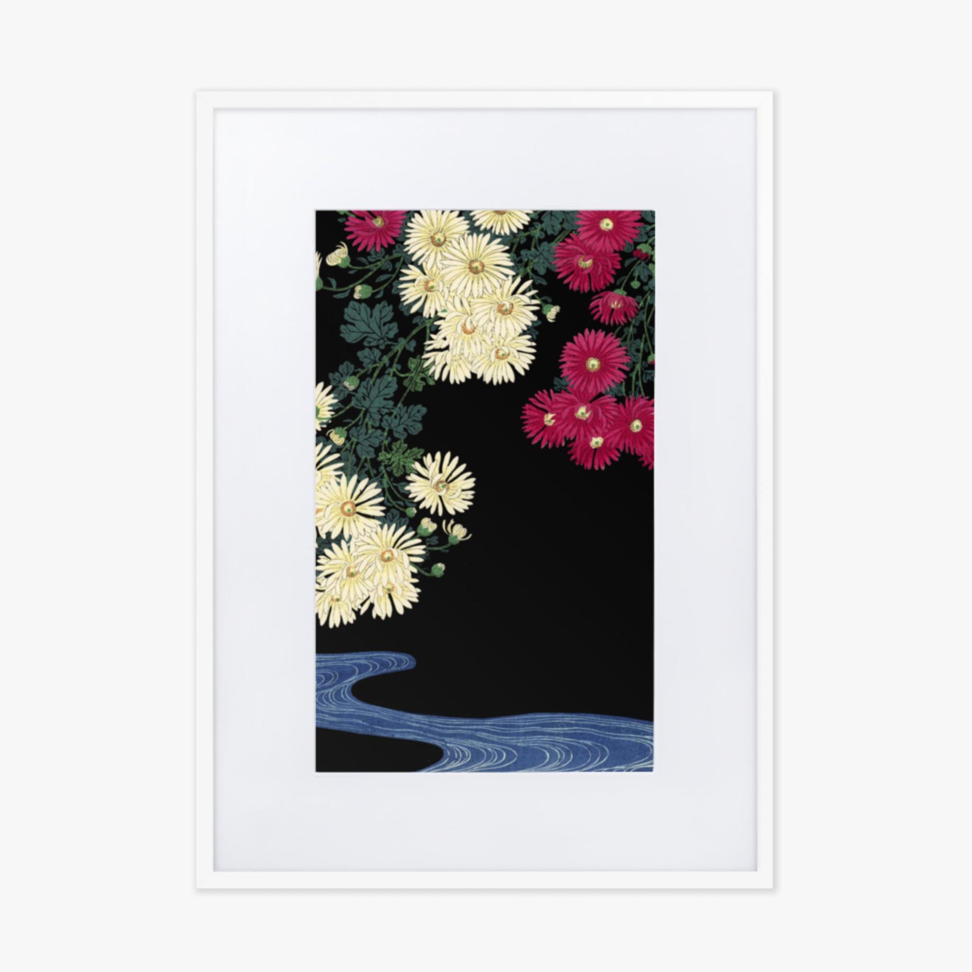 Ohara Koson - Chrysanthemums 50x70 cm Poster With White Frame