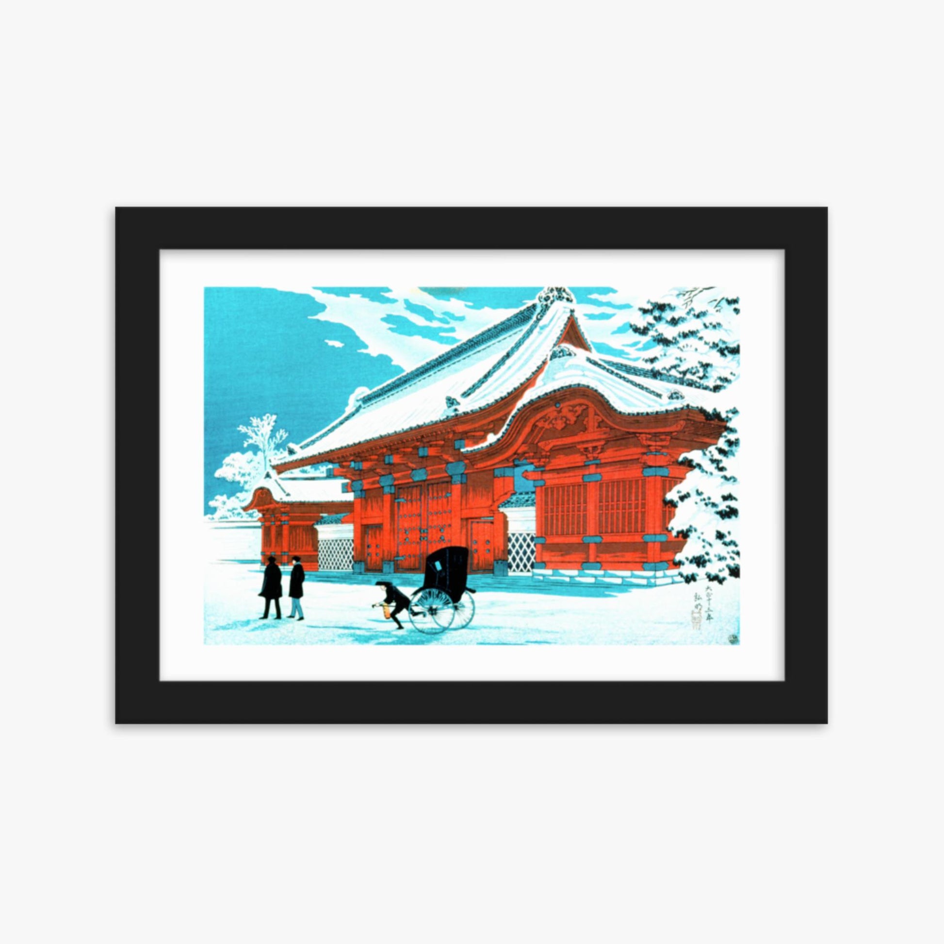 Takahashi Hiroaki (Shōtei) - The Red Gate of Hongo in Snow 21x30 cm Poster With Black Frame