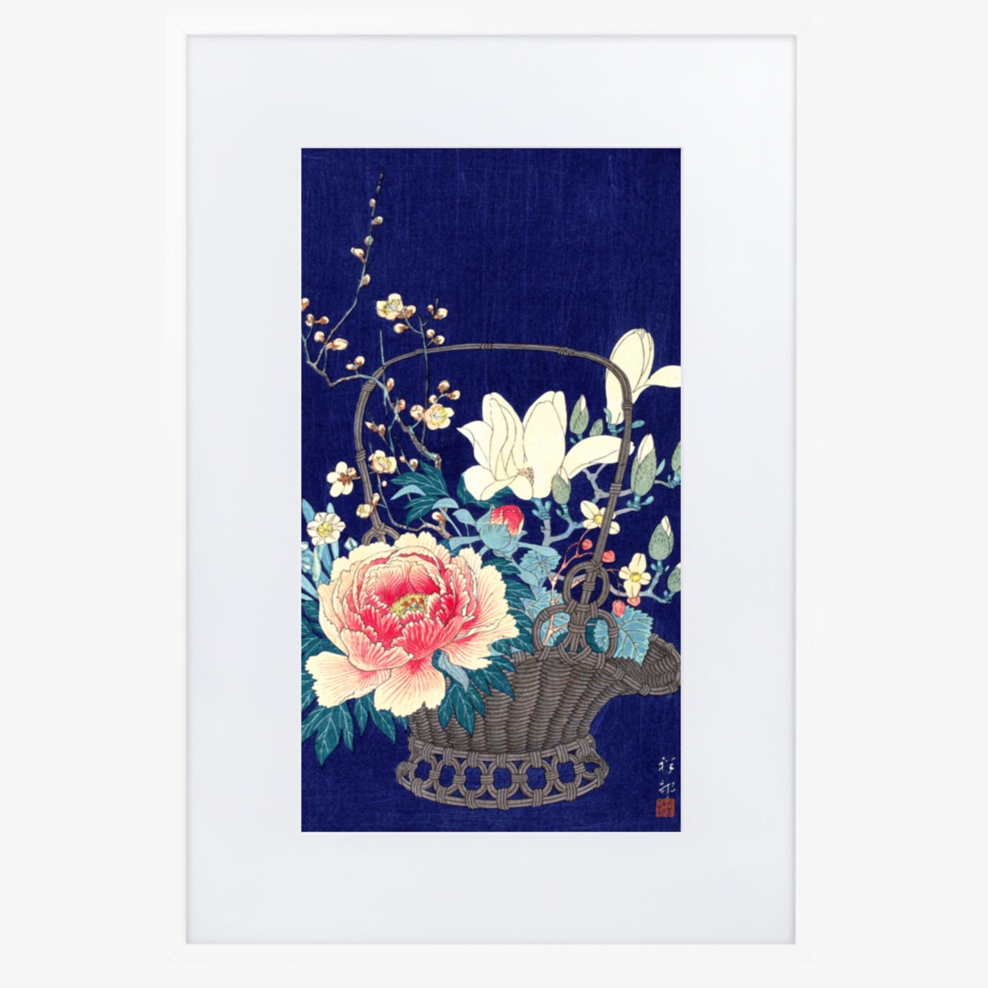 Ohara Koson - Bamboo Flower Basket 61x91 cm Poster With White Frame