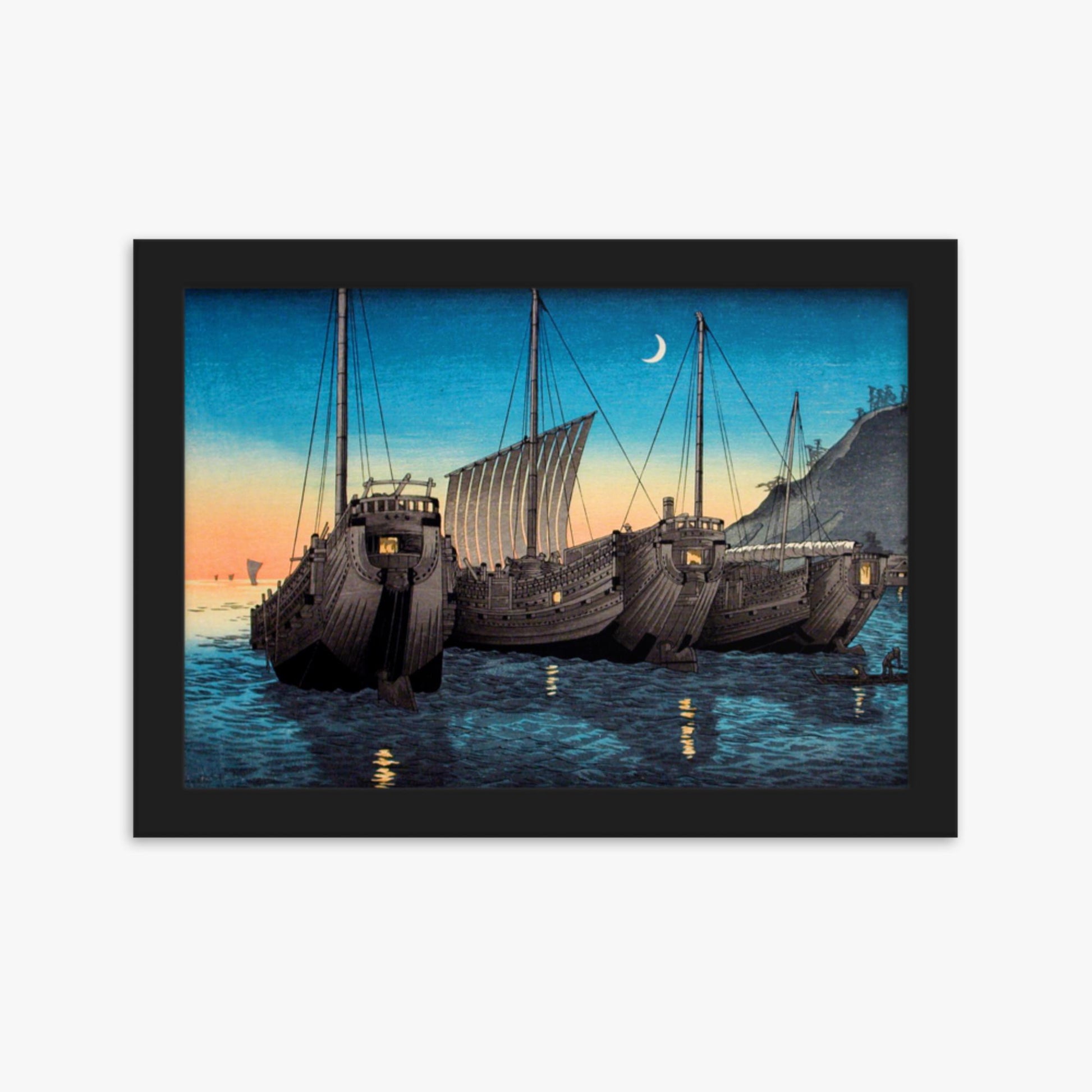 Takahashi Hiroaki (Shōtei) - Junks in Inatori Bay, Izu 21x30 cm Poster With Black Frame