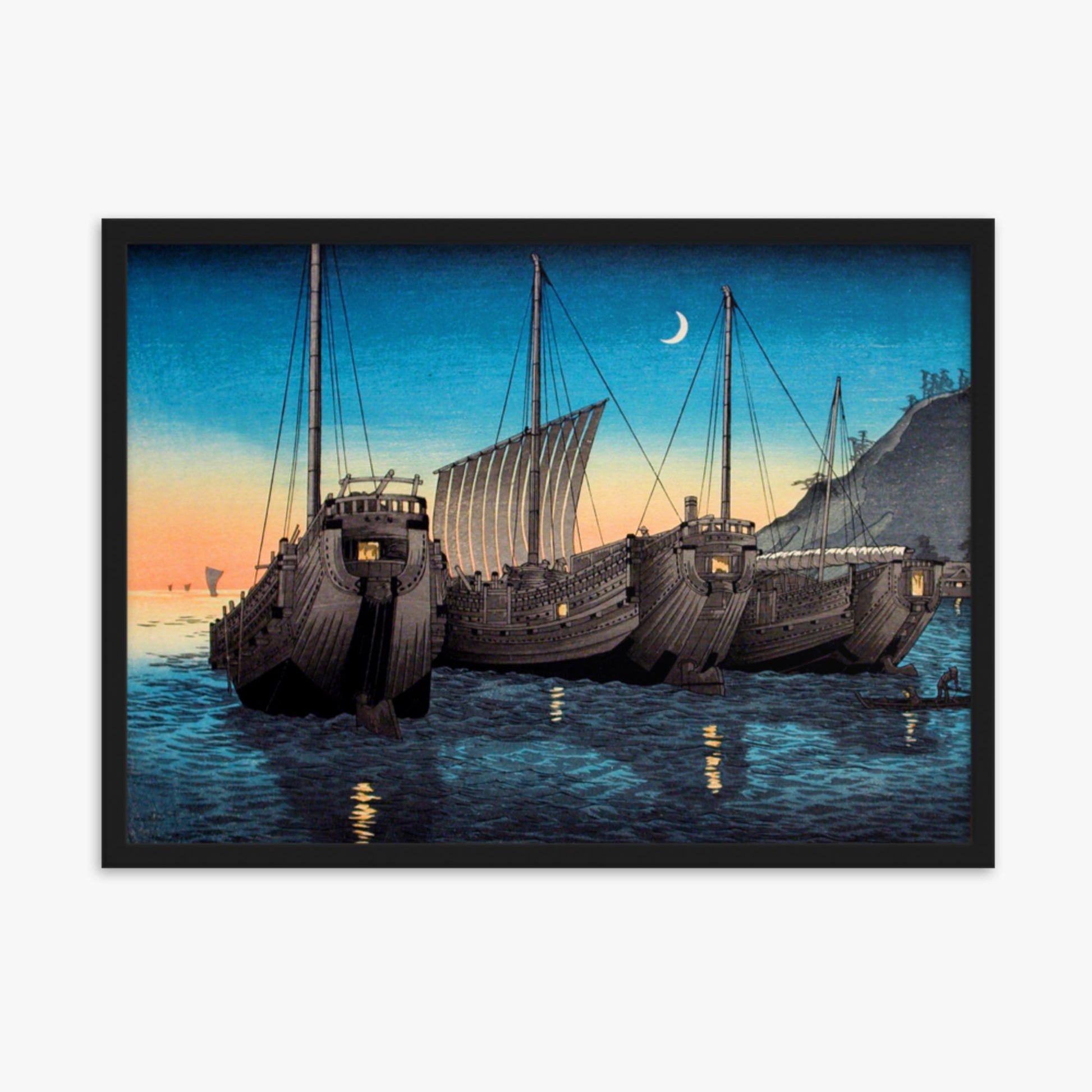 Takahashi Hiroaki (Shōtei) - Junks in Inatori Bay, Izu 50x70 cm Poster With Black Frame