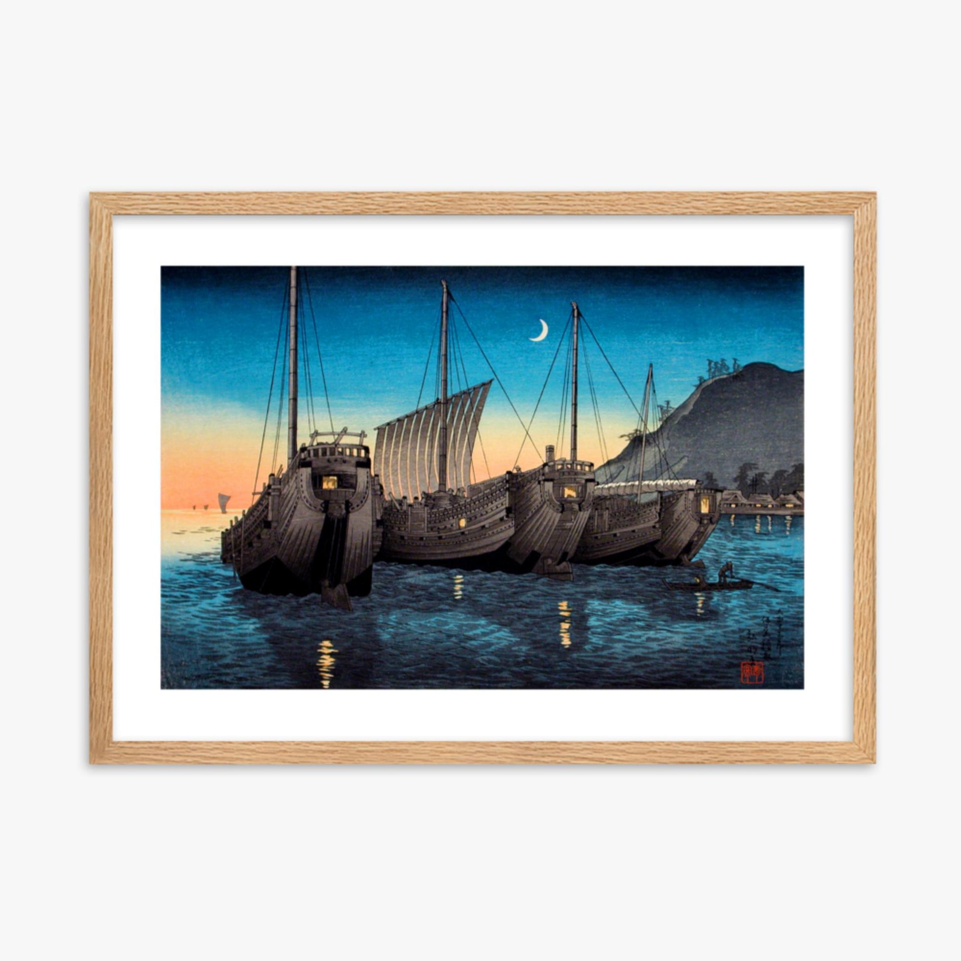 Takahashi Hiroaki (Shōtei) - Junks in Inatori Bay, Izu 50x70 cm Poster With Oak Frame