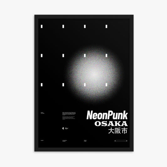 Modern illustration: Black Neon Night 50x70 cm Poster With Black Frame Frame