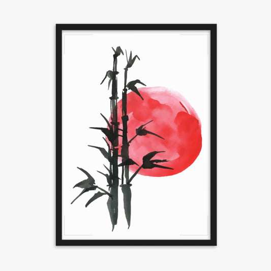 Modern illustration: Bamboo at Sunset 50x70 cm Poster With Black Frame Frame
