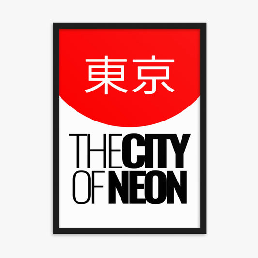 Modern illustration: The City of Neon 50x70 cm Poster With Black Frame Frame