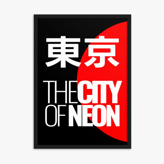 Modern illustration: Neon City 50x70 cm Poster With Black Frame Frame