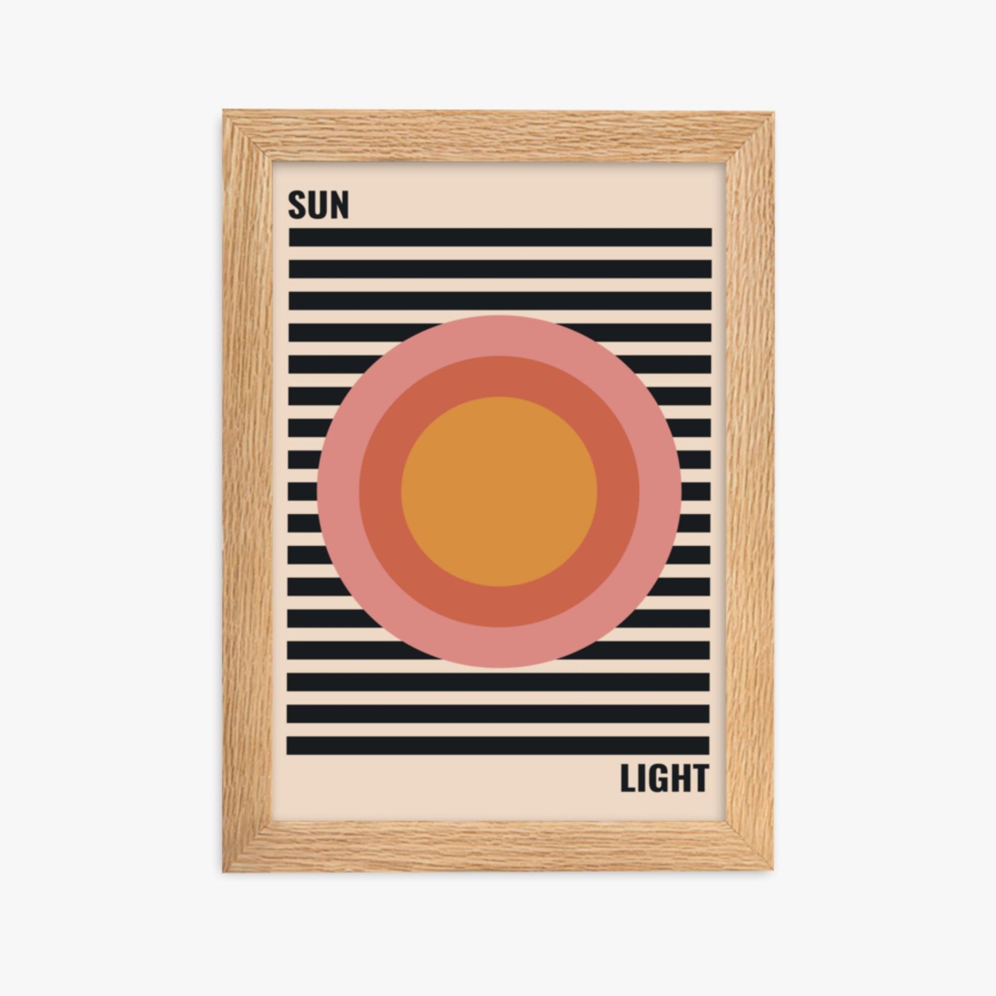 Modern illustration: Pastel Sun 21x30 cm Poster With Oak Frame Frame