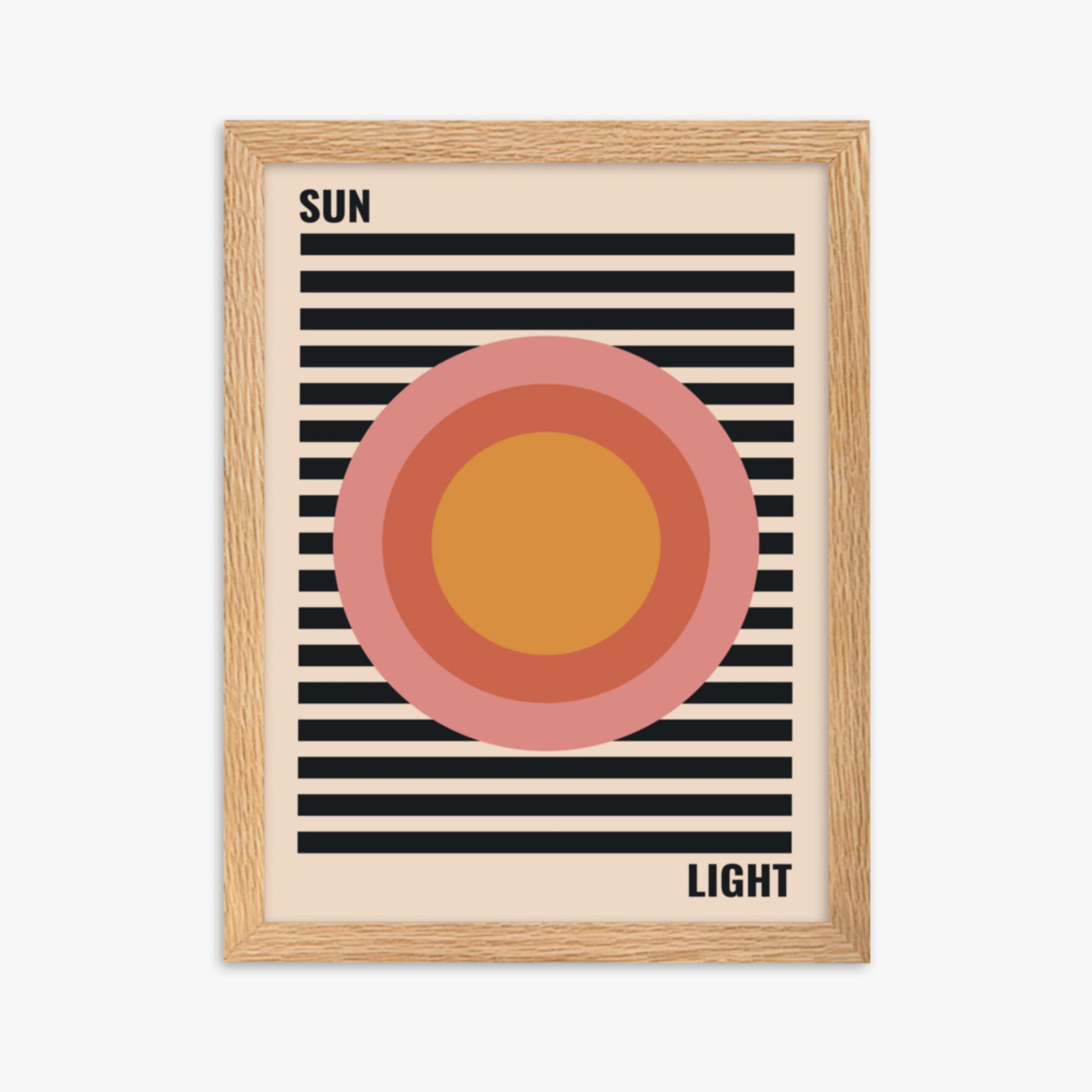 Modern illustration: Pastel Sun 30x40 cm Poster With Oak Frame Frame
