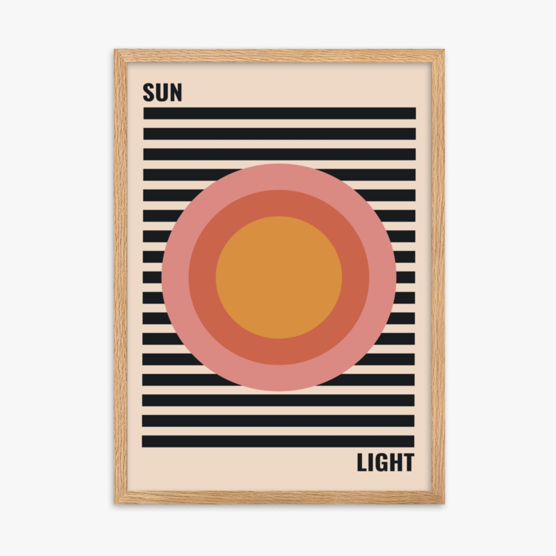 Modern illustration: Pastel Sun 50x70 cm Poster With Oak Frame Frame