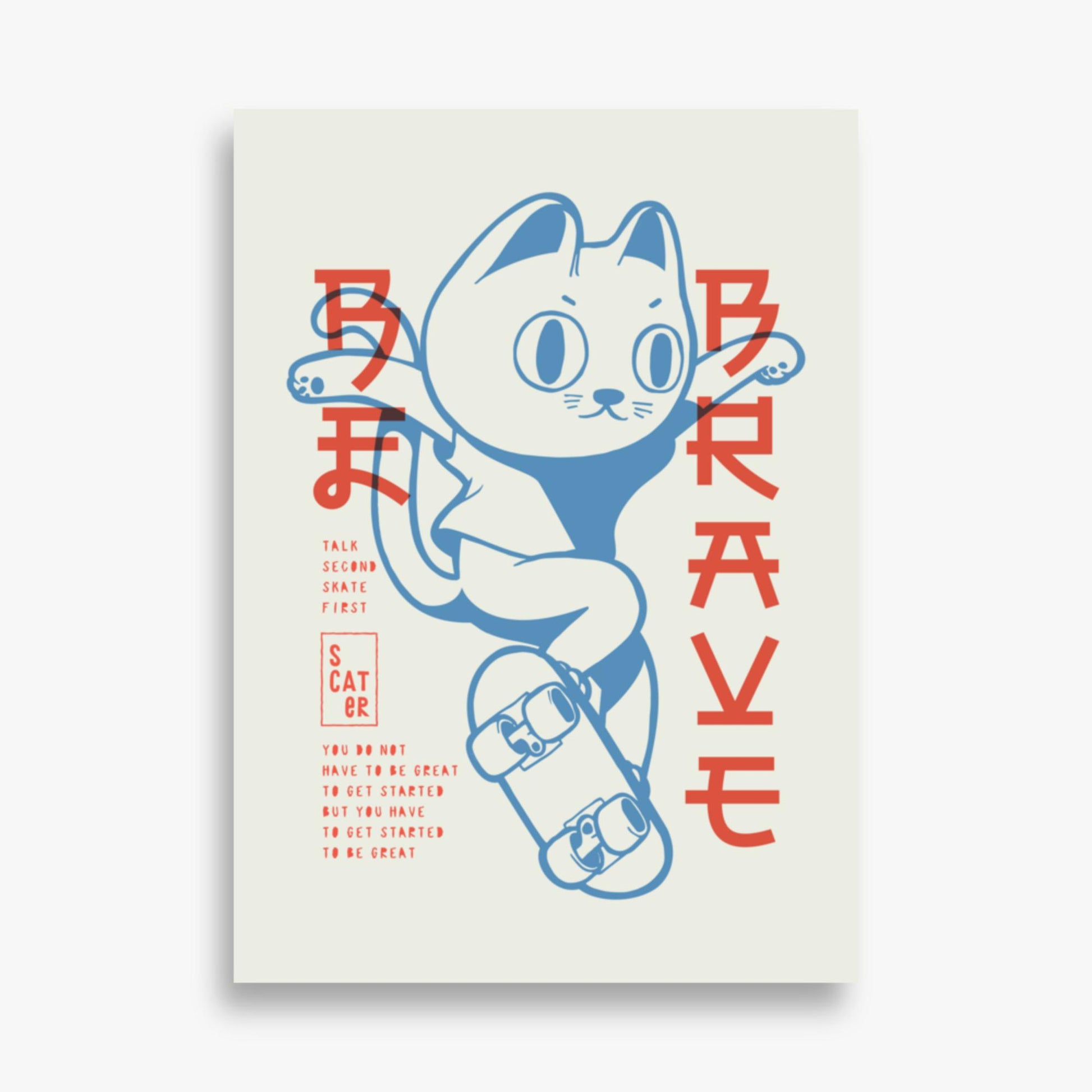 Modern illustration: Skater Cat 50x70 cm Poster
