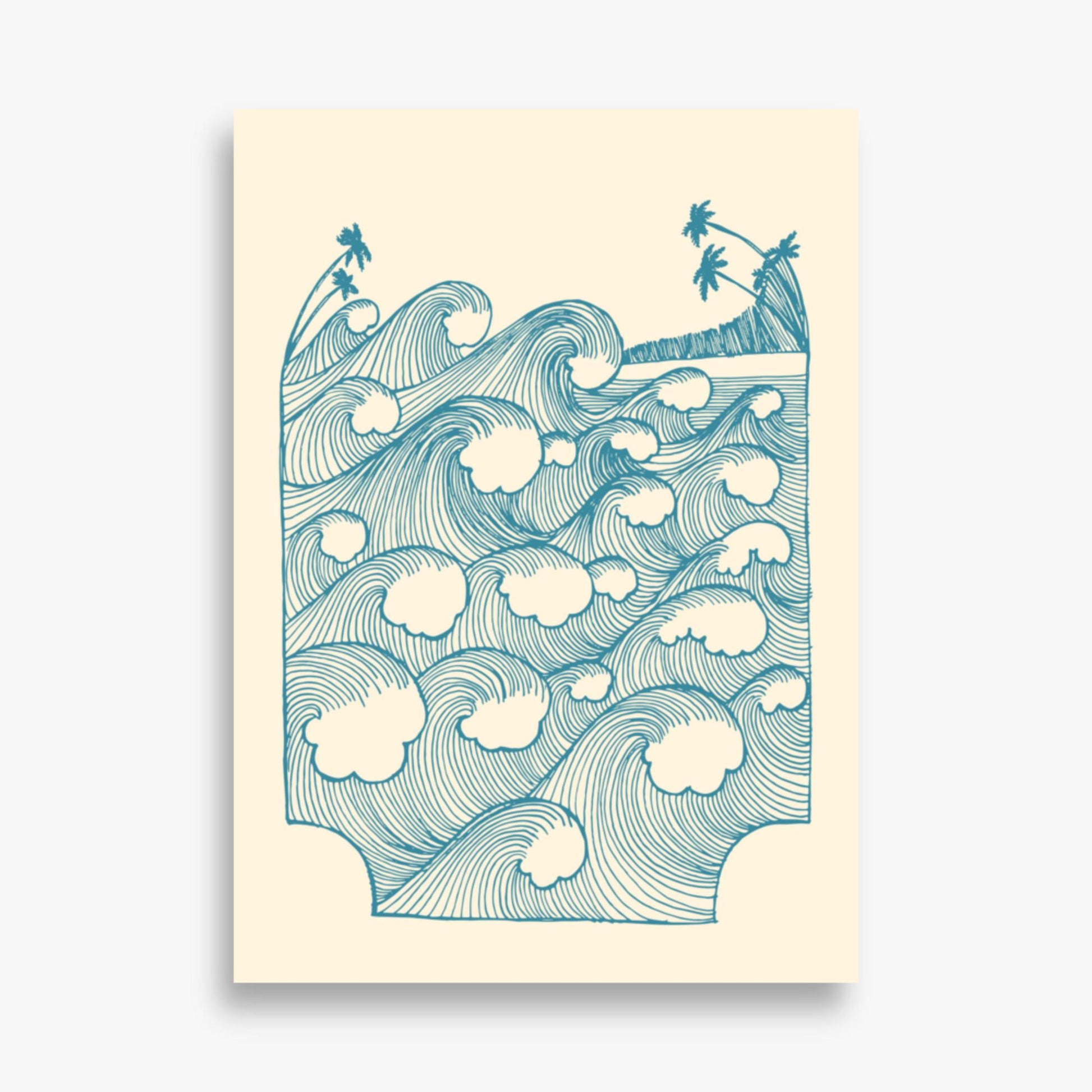 Modern illustration: Vintage Great Waves 50x70 cm Poster