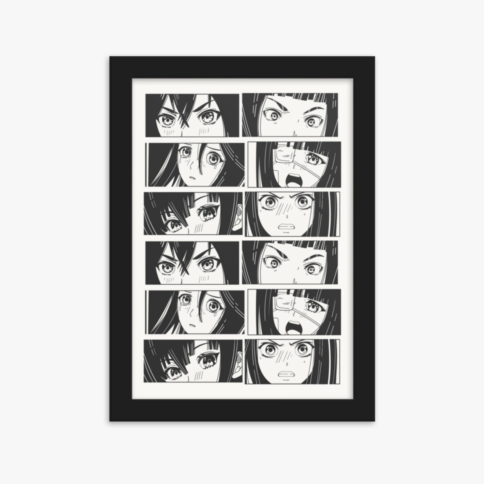 Modern illustration: Six Moods 21x30 cm Poster With Black Frame Frame