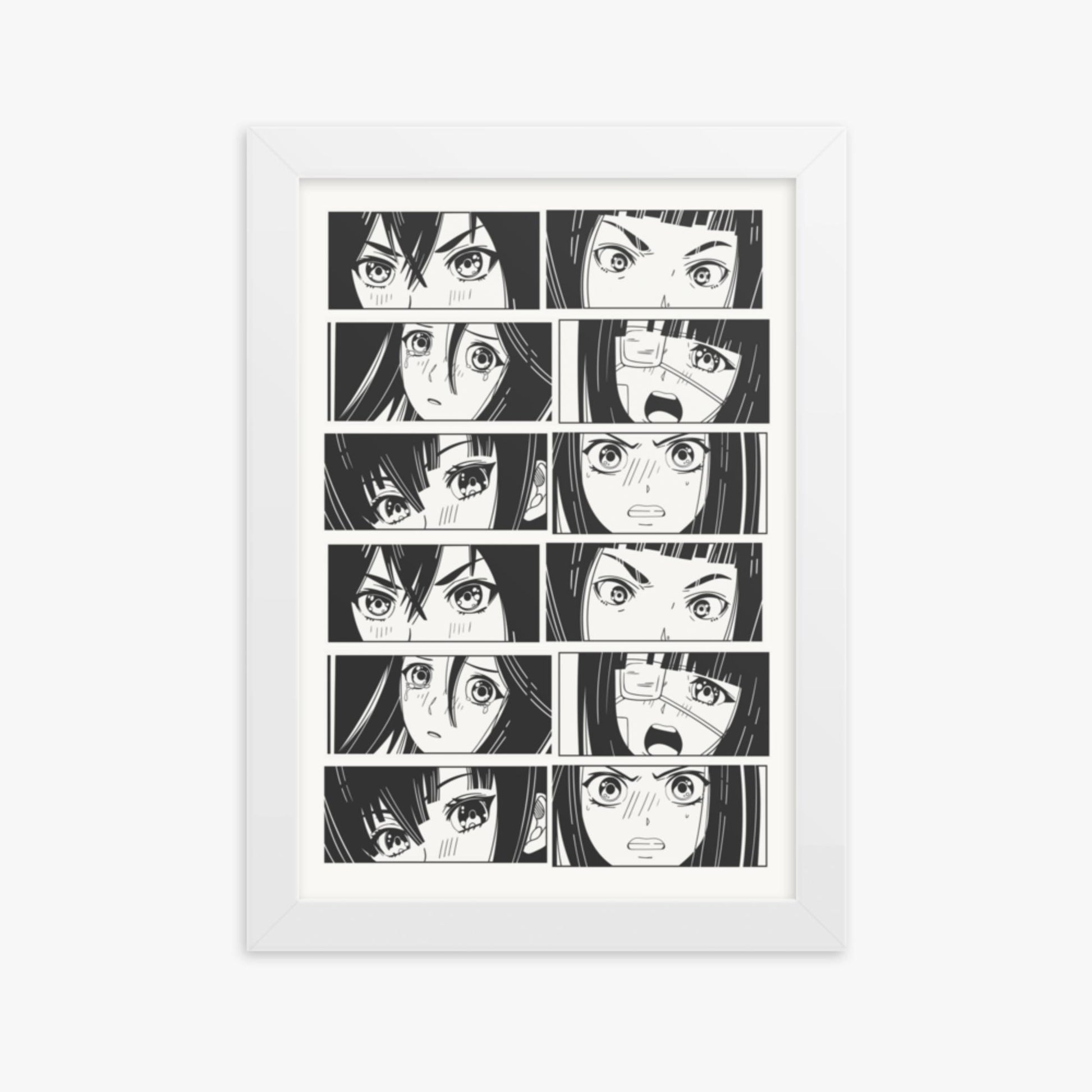 Modern illustration: Six Moods 21x30 cm Poster With White Frame Frame