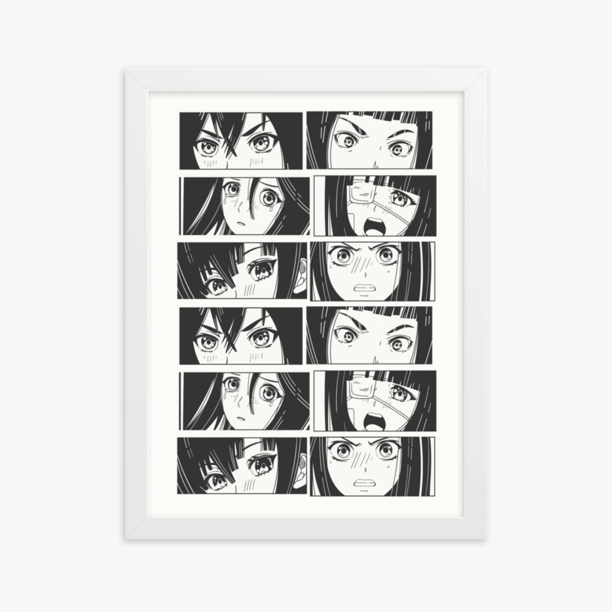 Modern illustration: Six Moods 30x40 cm Poster With White Frame Frame