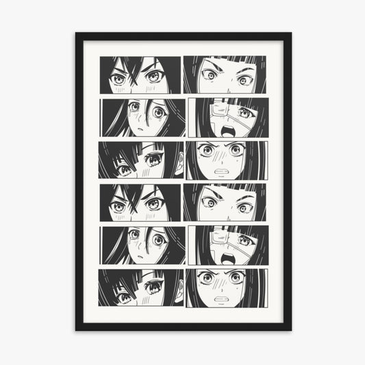 Modern illustration: Six Moods 50x70 cm Poster With Black Frame Frame