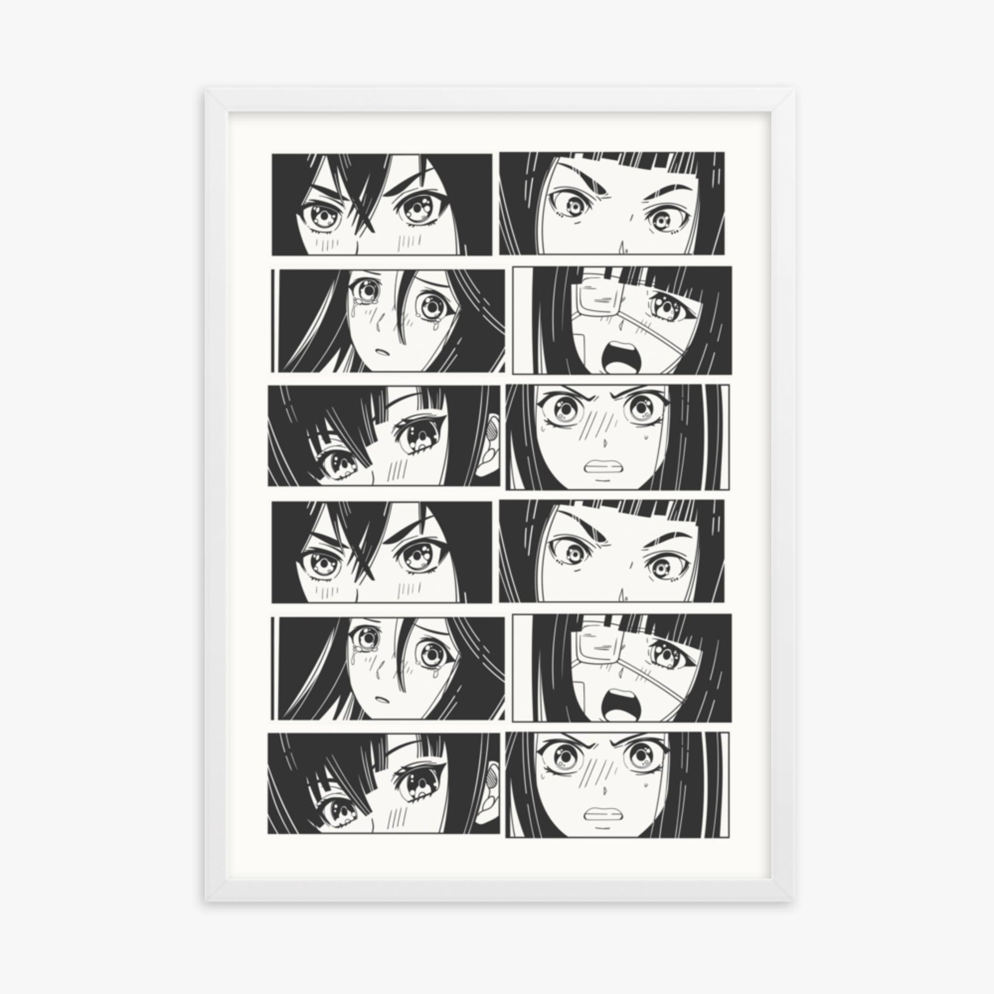 Modern illustration: Six Moods 50x70 cm Poster With White Frame Frame