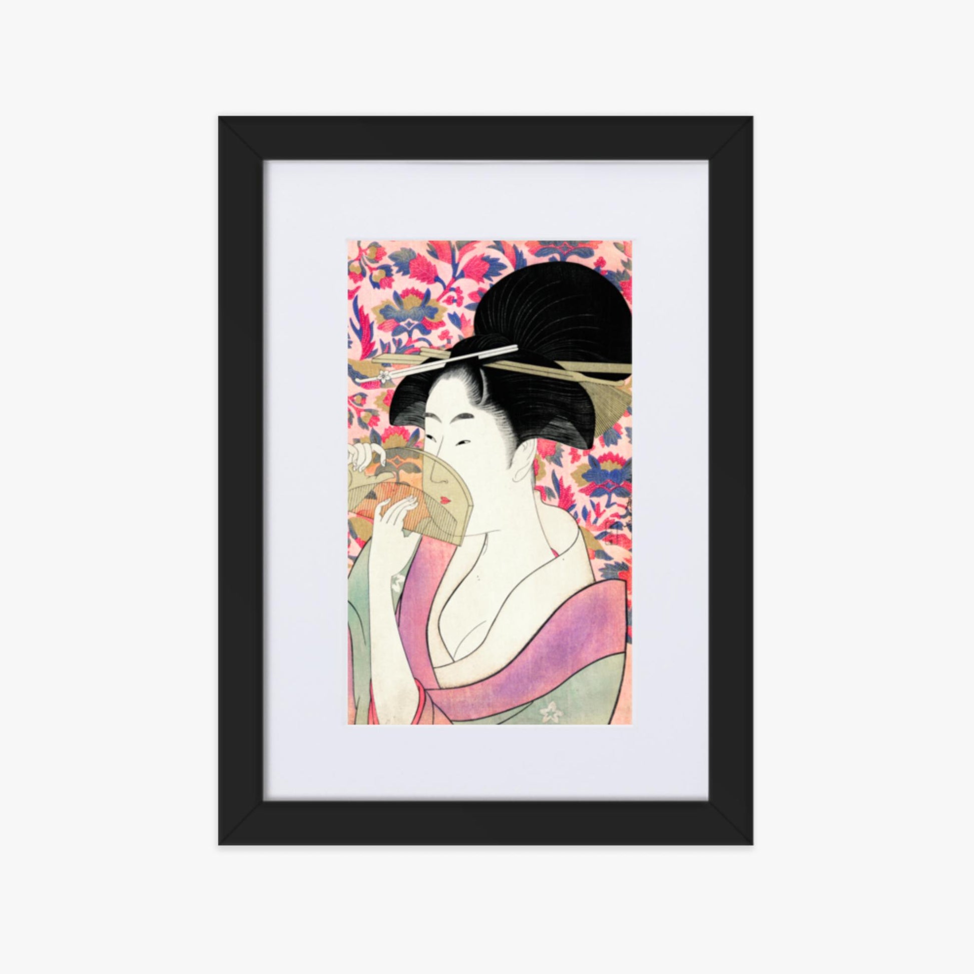 Utamaro Kitagawa - Kushi  21x30 cm Poster With Black Frame