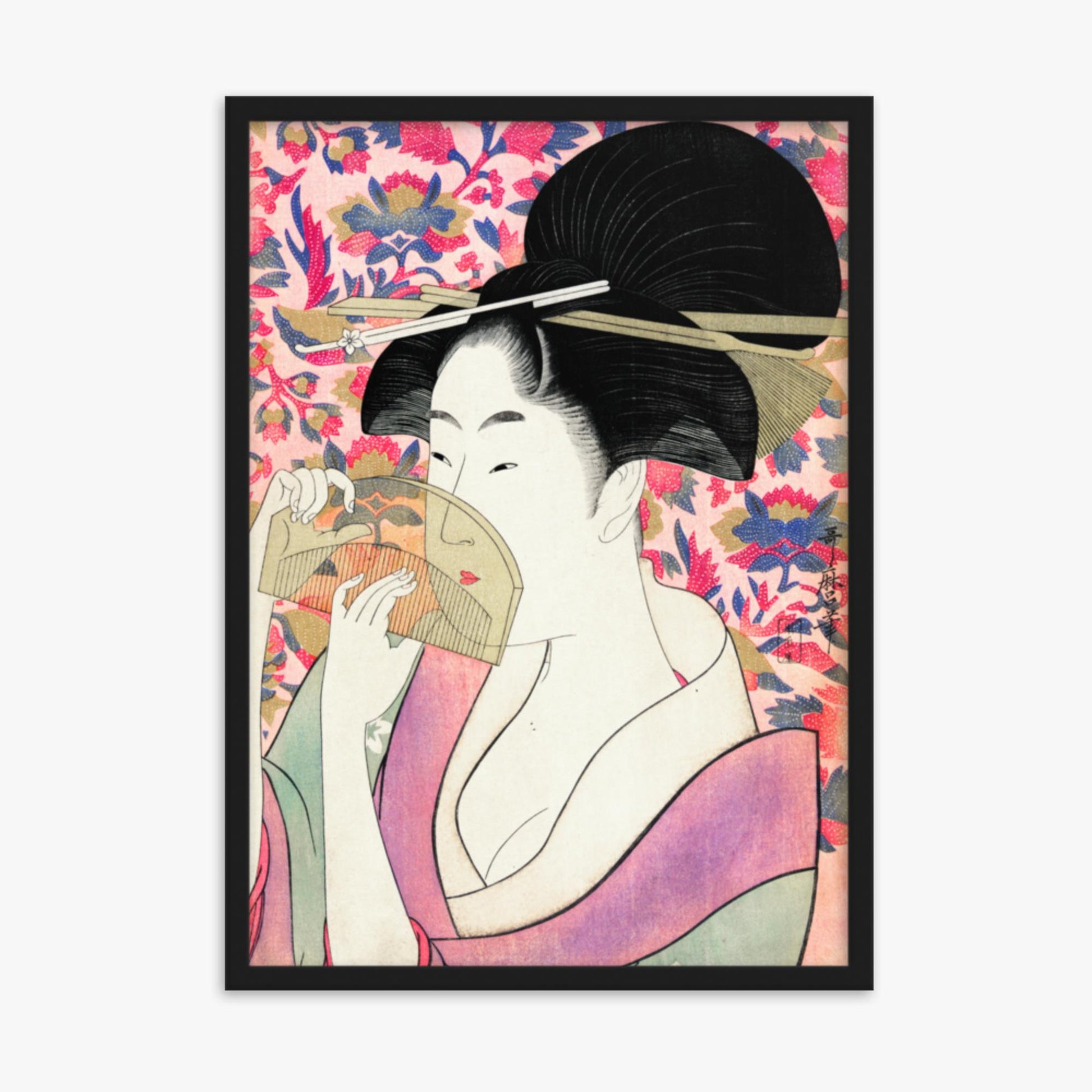 Utamaro Kitagawa - Kushi  50x70 cm Poster With Black Frame