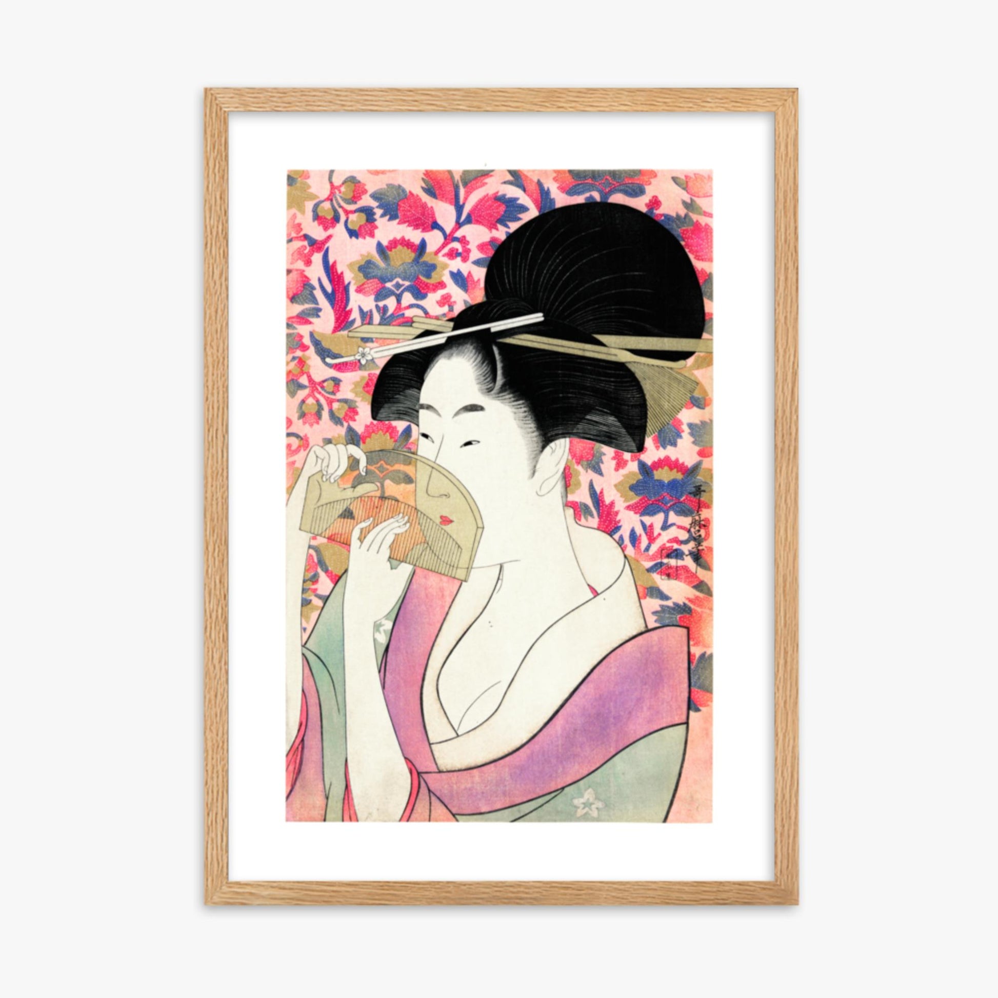 Utamaro Kitagawa - Kushi  50x70 cm Poster With Oak Frame