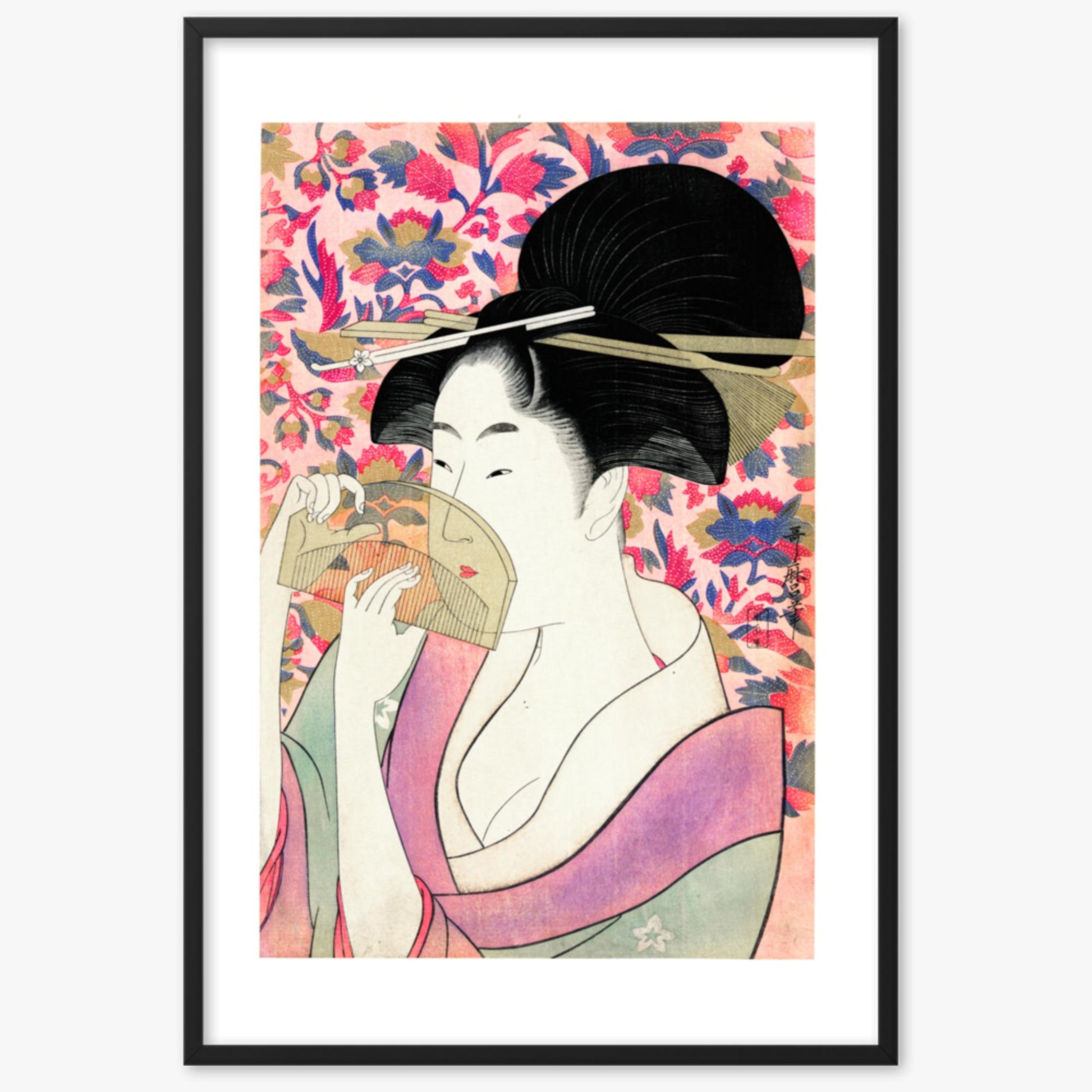 Utamaro Kitagawa - Kushi  61x91 cm Poster With Black Frame