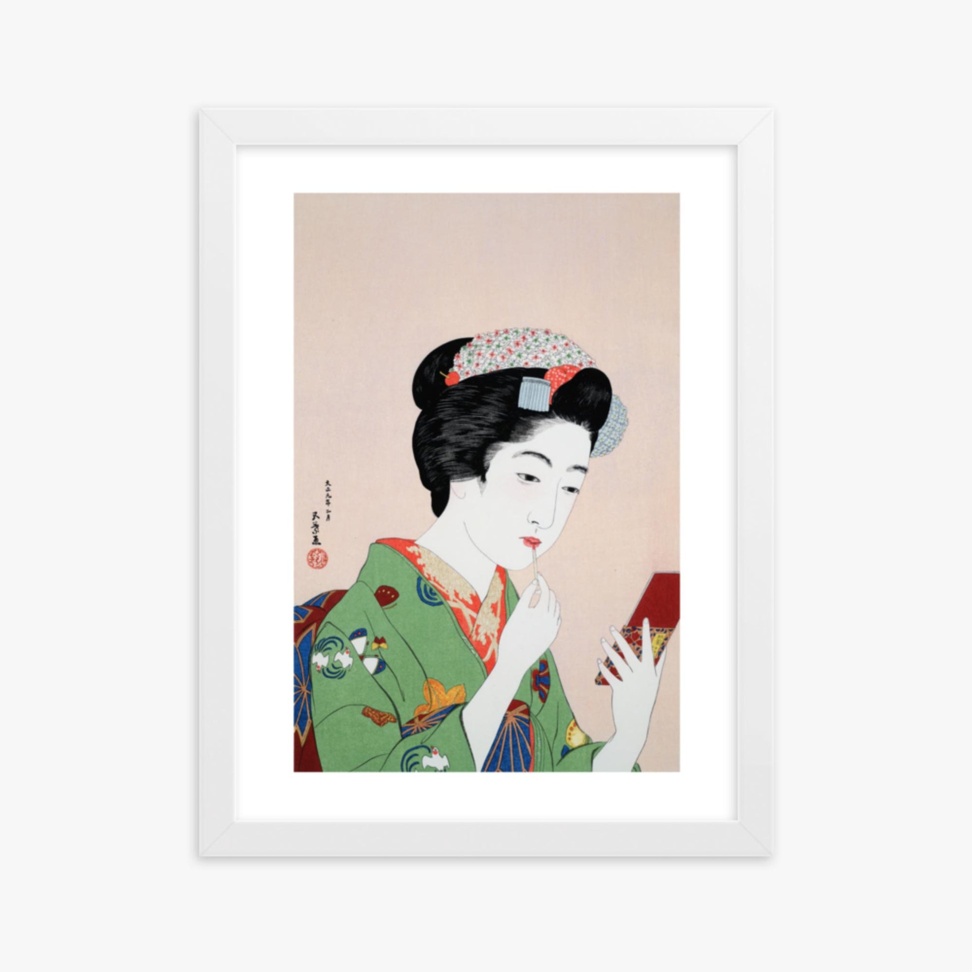 Goyō Hashiguchi - Woman Applying Rouge 30x40 cm Poster With White Frame