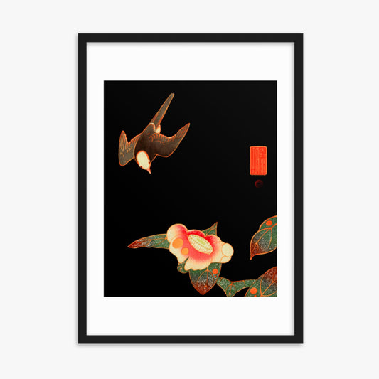 Ito Jakuchu - Swallow and Camellia 50x70 cm Poster With Black Frame