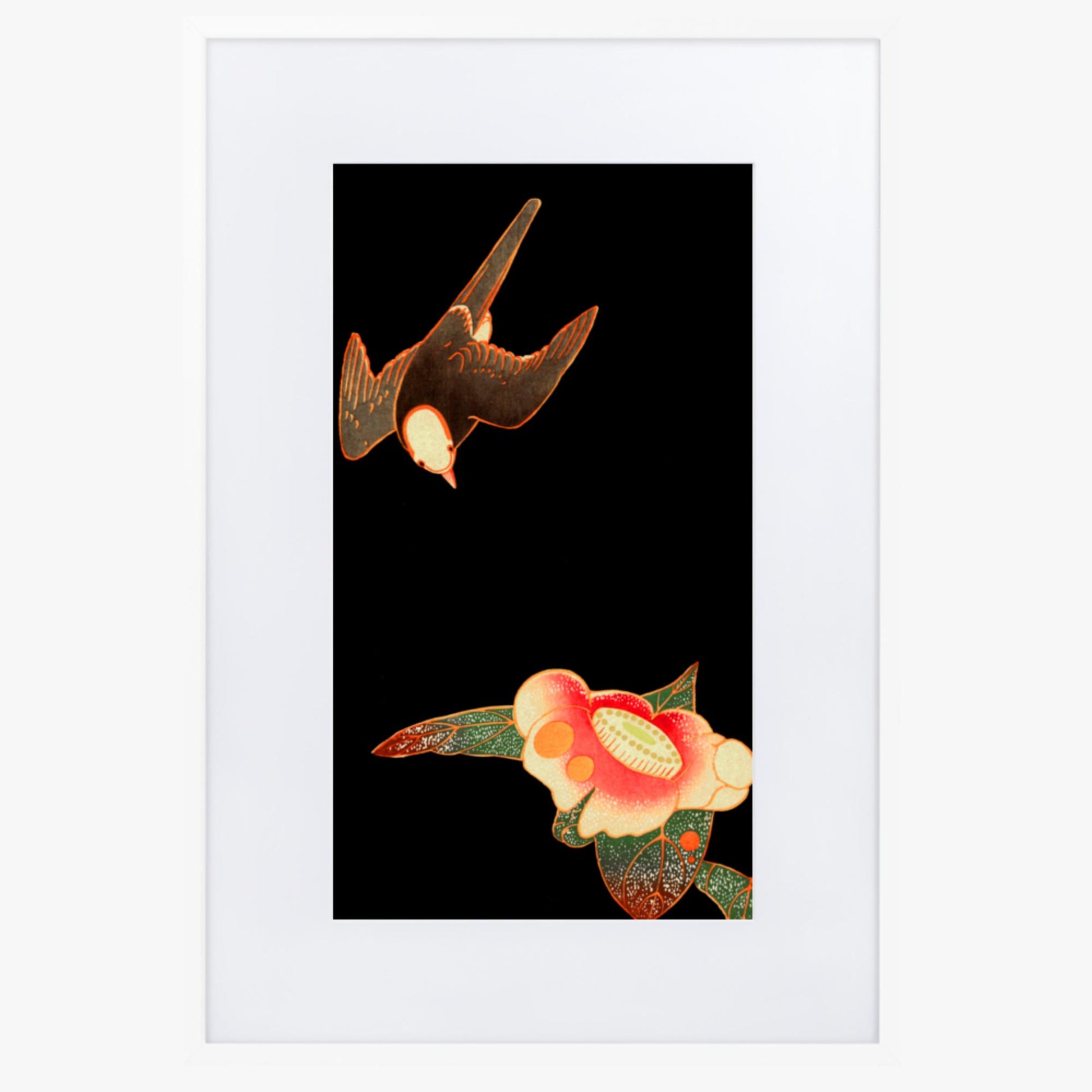 Ito Jakuchu - Swallow and Camellia 61x91 cm Poster With White Frame