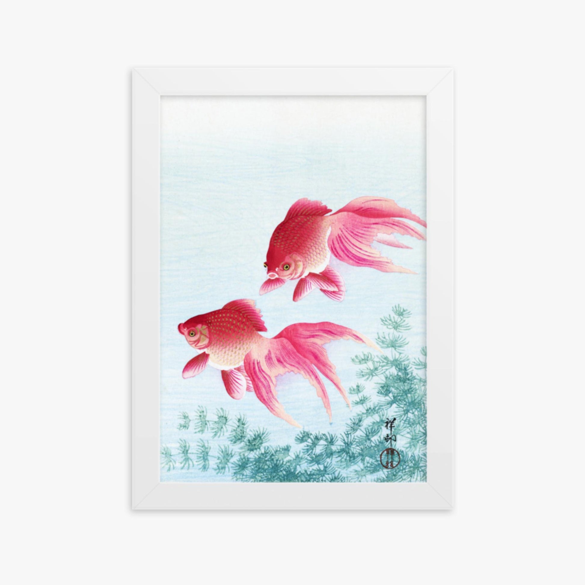 Ohara Koson - Two veil goldfish 21x30 cm Poster With White Frame