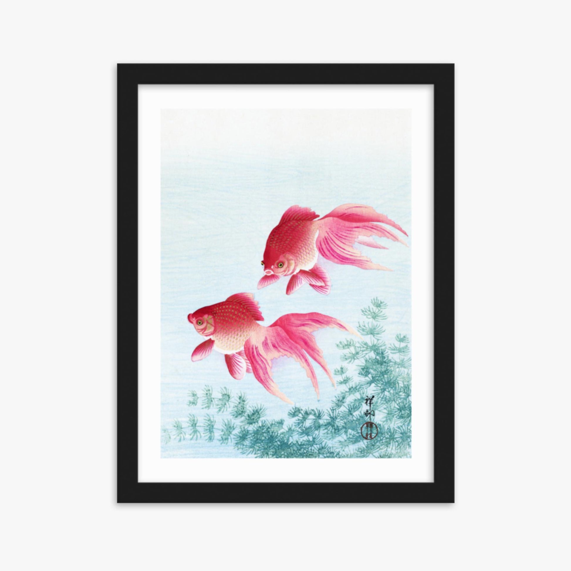 Ohara Koson - Two veil goldfish 30x40 cm Poster With Black Frame