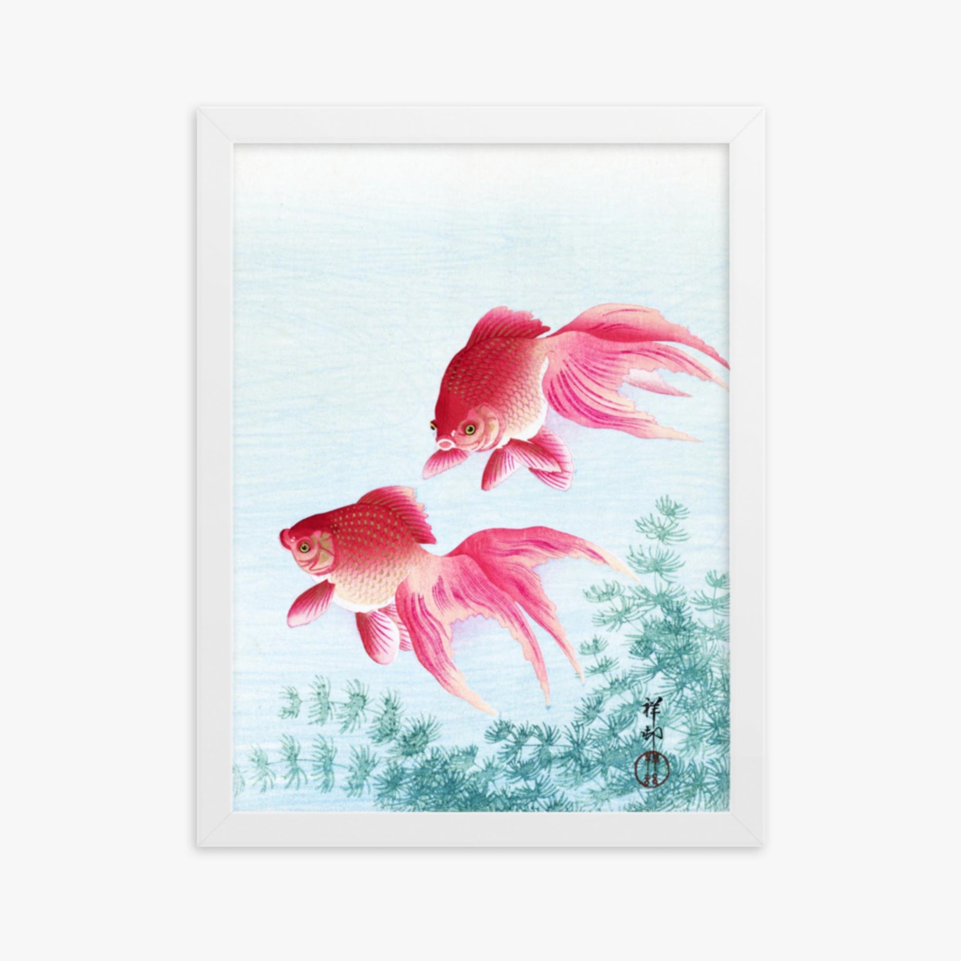 Ohara Koson - Two veil goldfish 30x40 cm Poster With White Frame