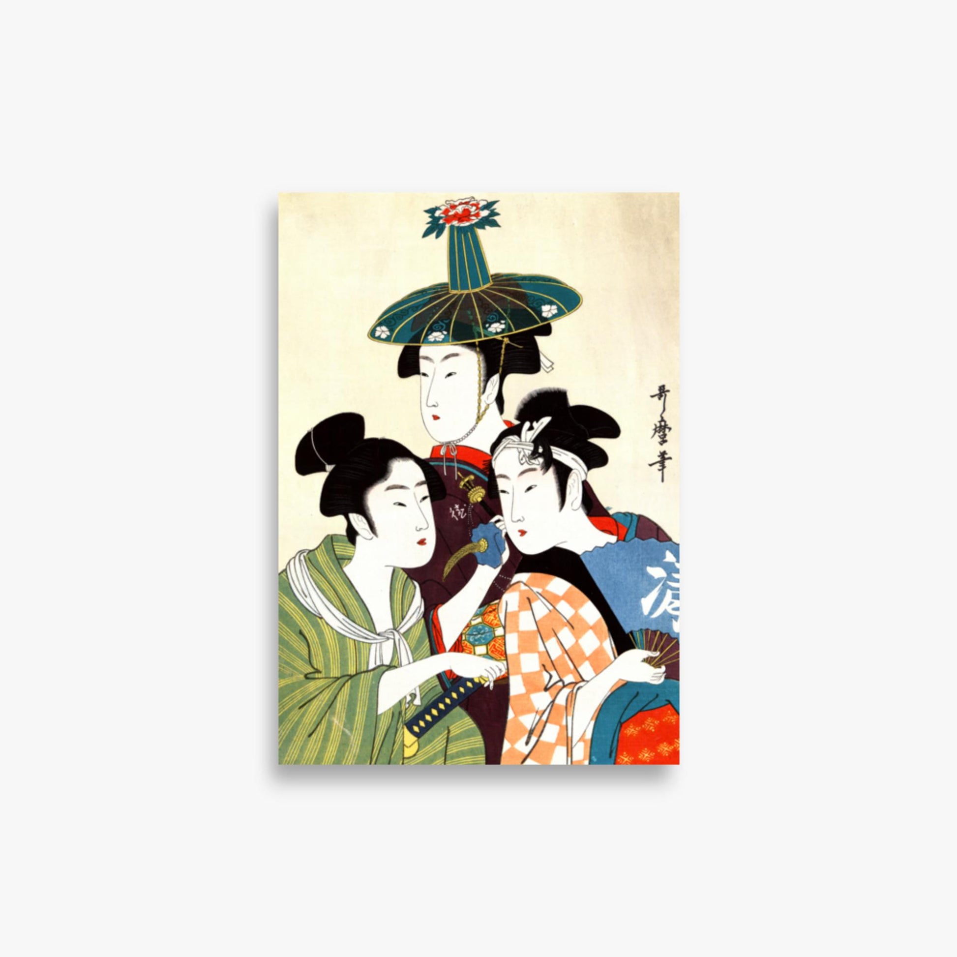 Utamaro Kitagawa - Three Young Men or Women  21x30 cm Poster