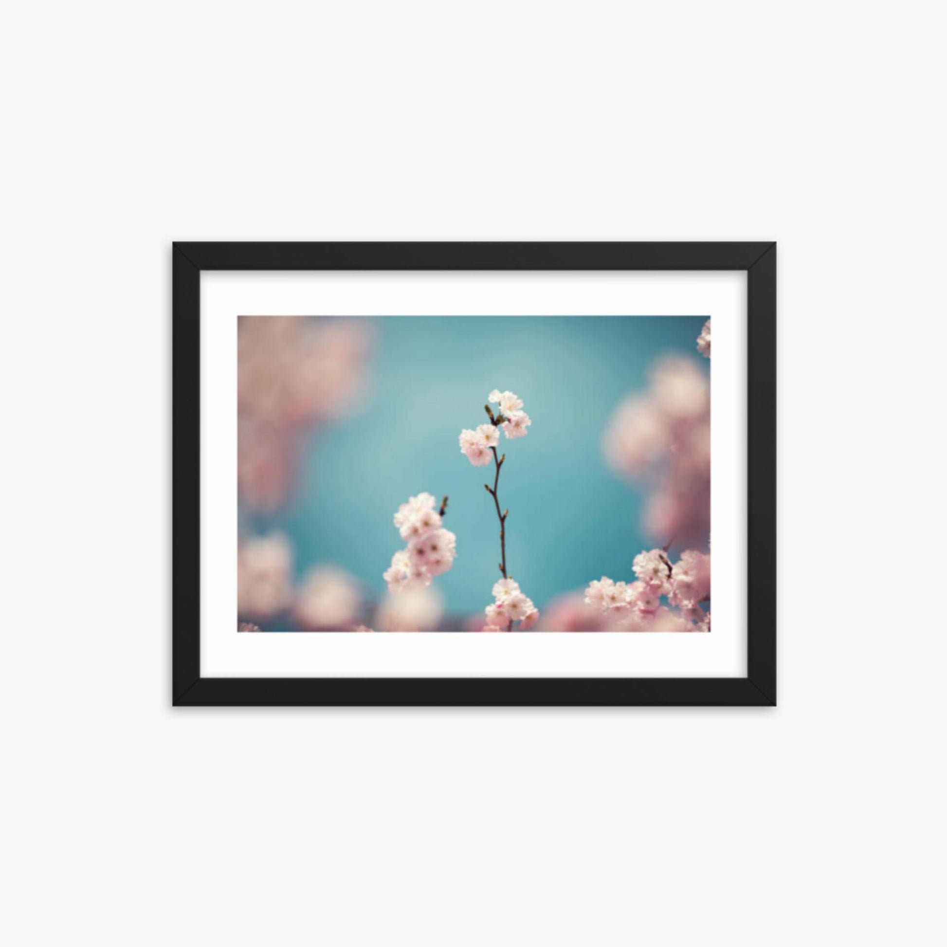 Pastel Colored Cherry Blossoms 12x16 in Poster With Black Frame