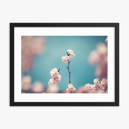 Pastel Colored Cherry Blossoms 18x24 in Poster With Black Frame