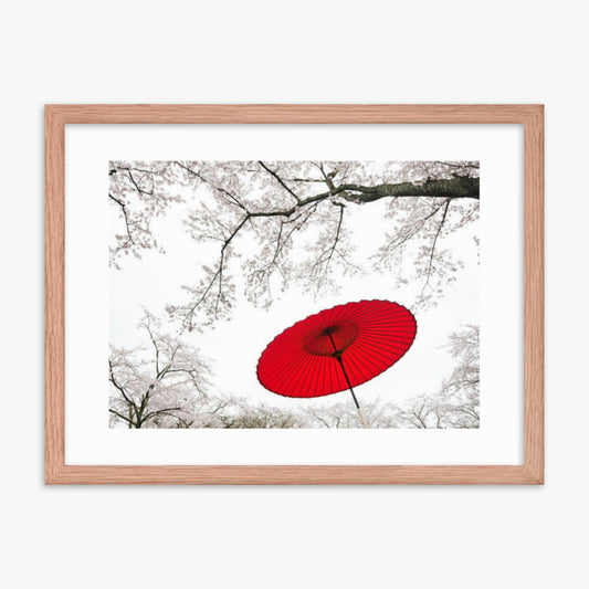 Japanese Umbrella 18x24 in Poster With Oak Frame